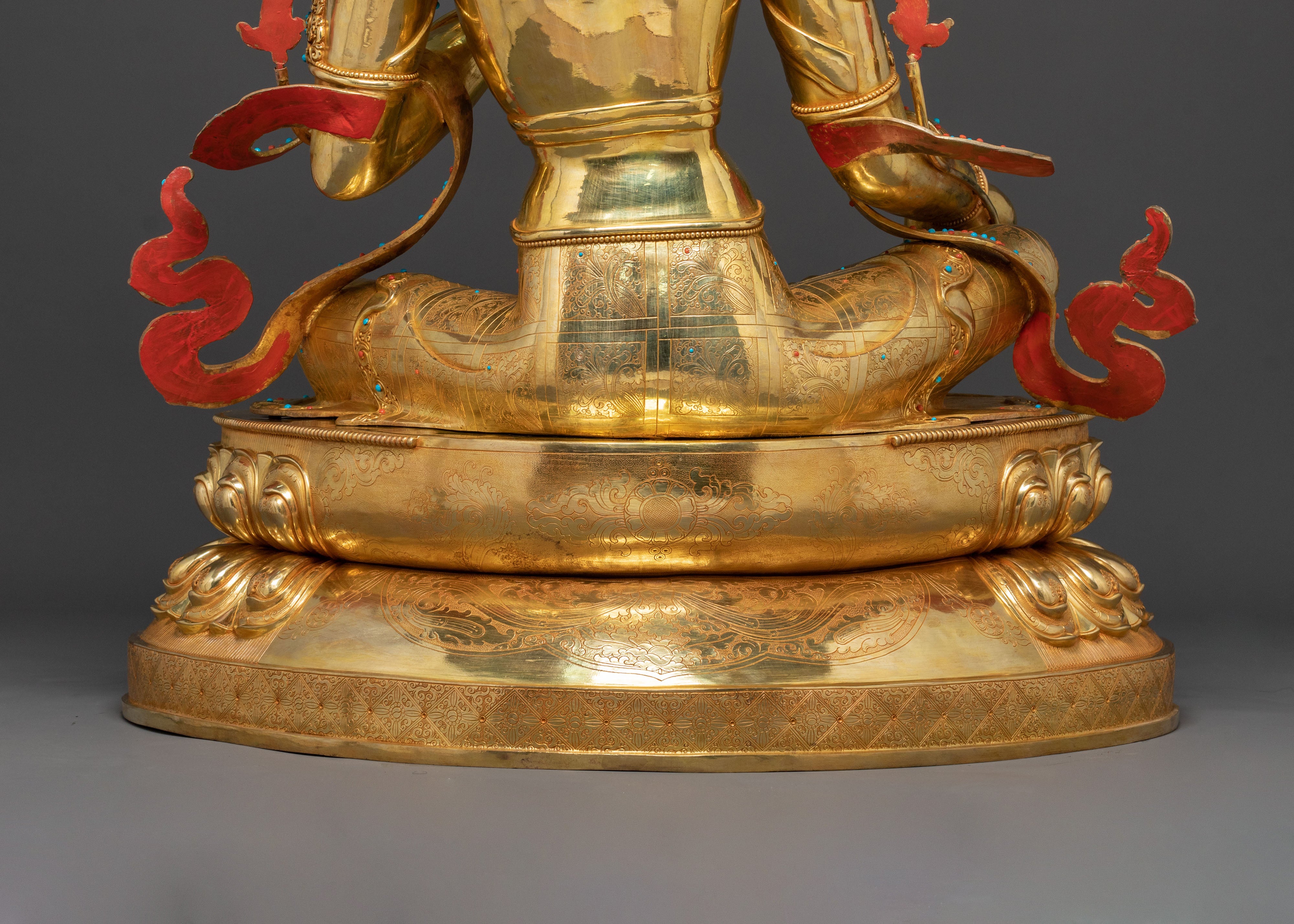 Life-Size Green Tara Statue | 24K Gold Glided Buddhist Sculpture