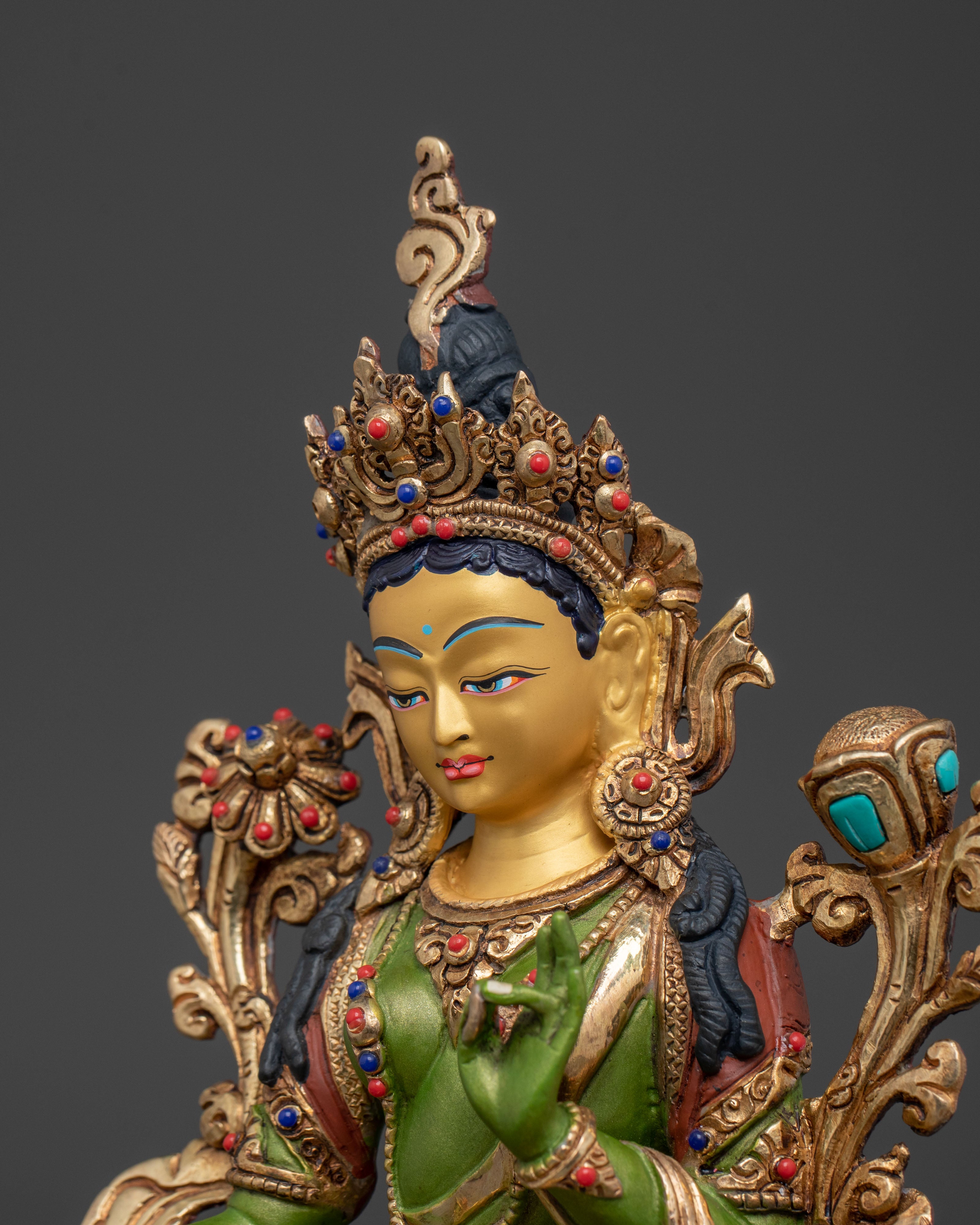 Green Tara Statue: Himalayan Buddhist Guardian