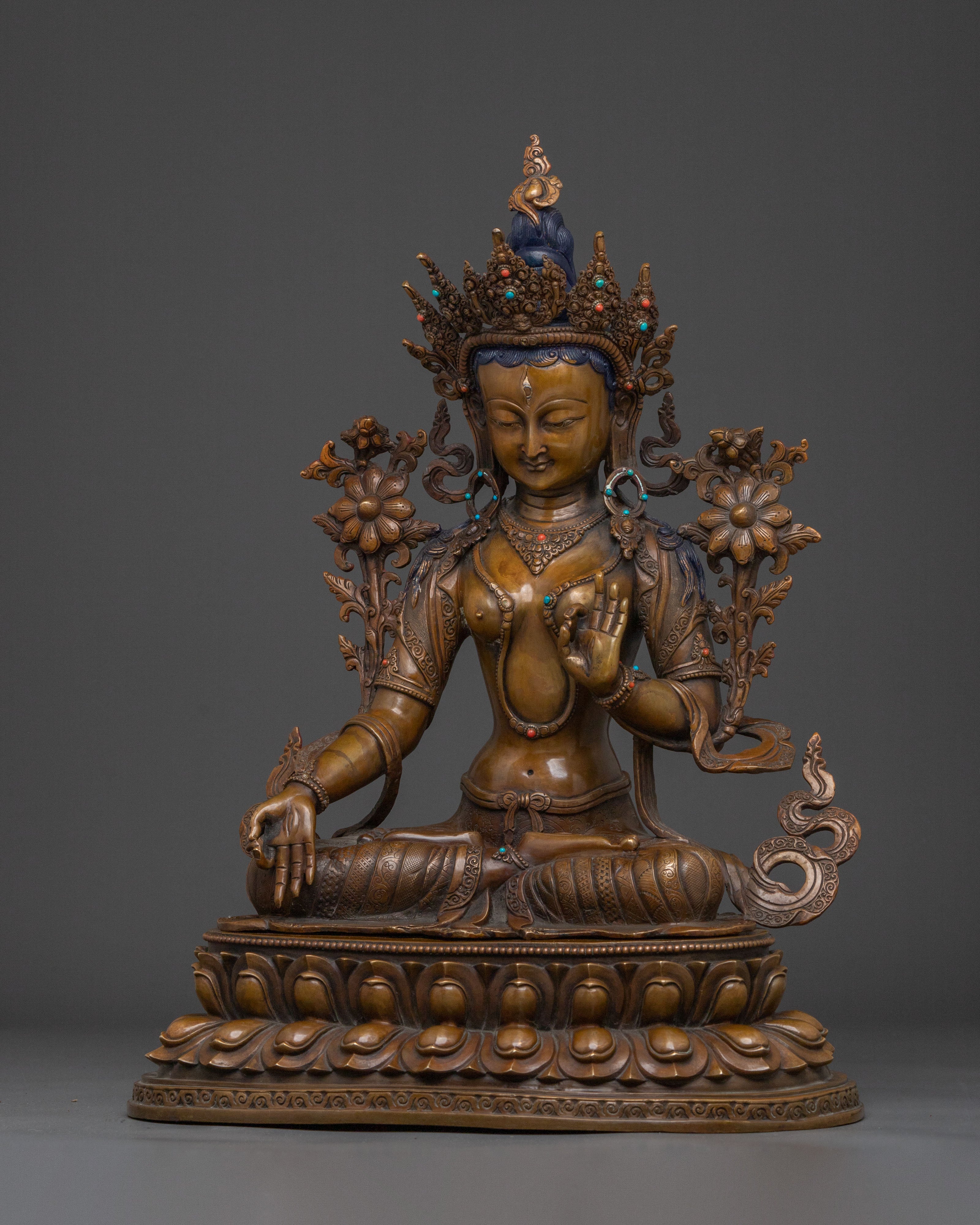 Guardian White Tara Spiritual Statue | Oxidized Copper Art