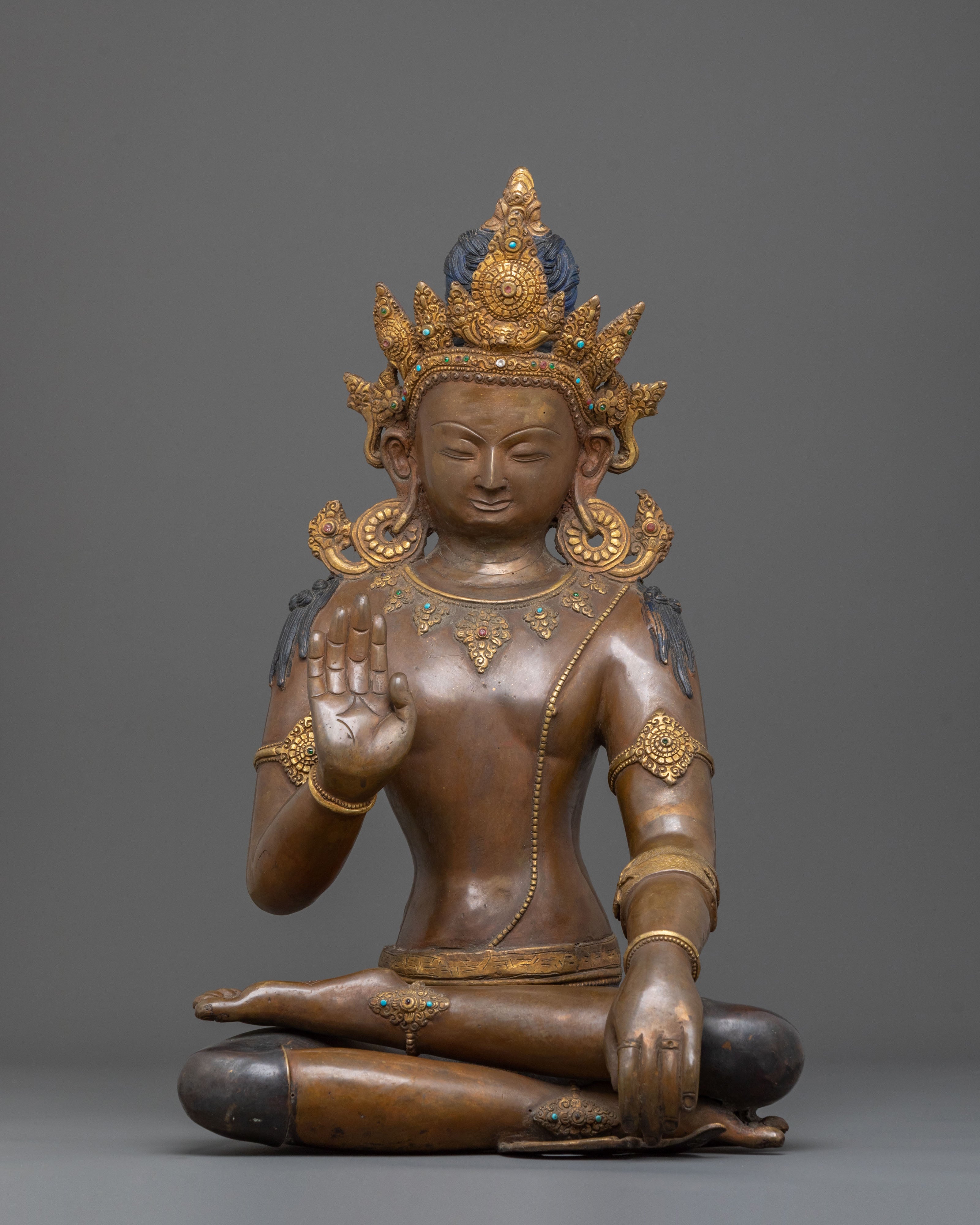 Lokeshwor Sacred Figurine in Oxidized Copper | Bodhisattva of Compassion