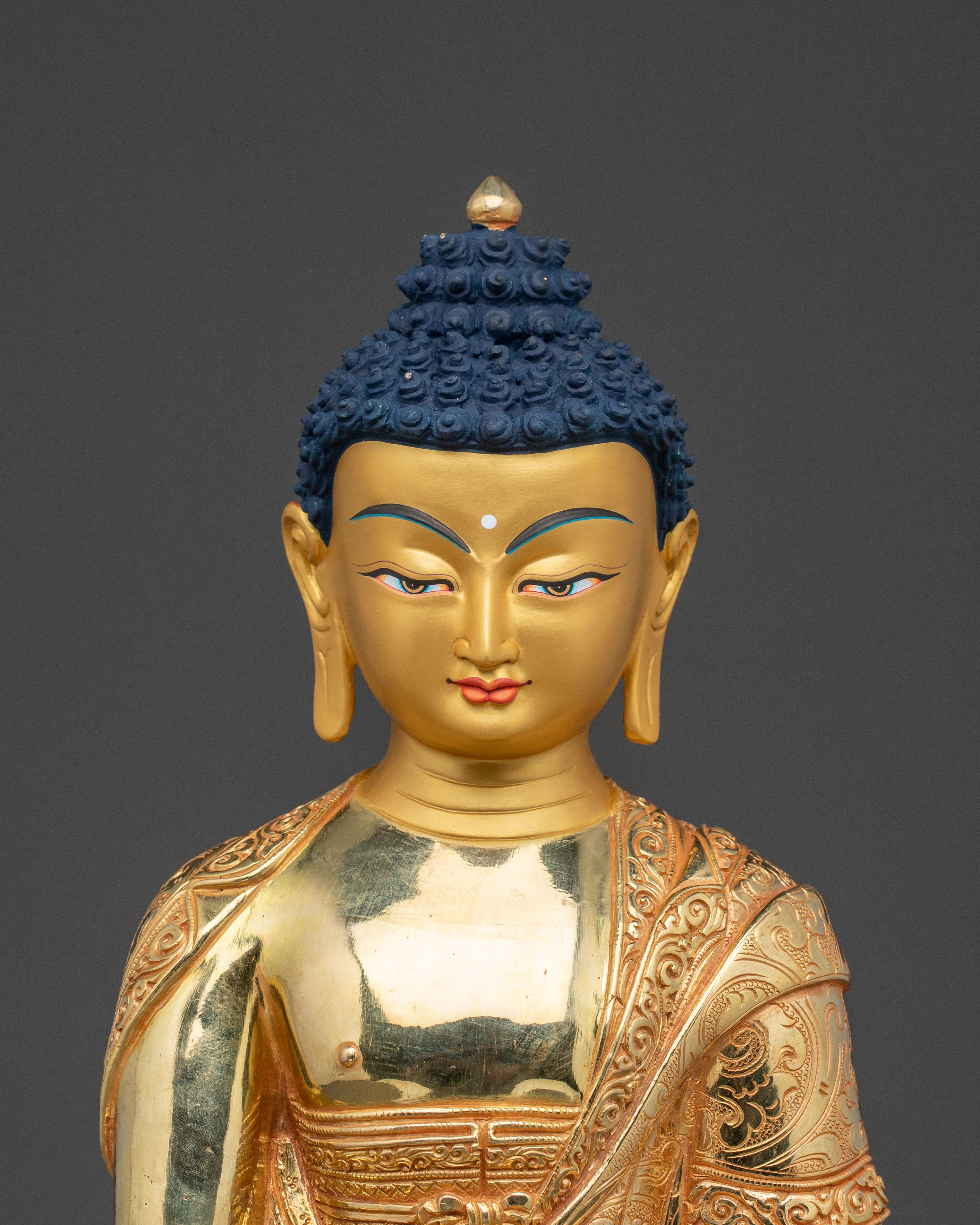 24K Gold Gilded Shakyamuni Buddha Sculpture | Light of Enlightenment