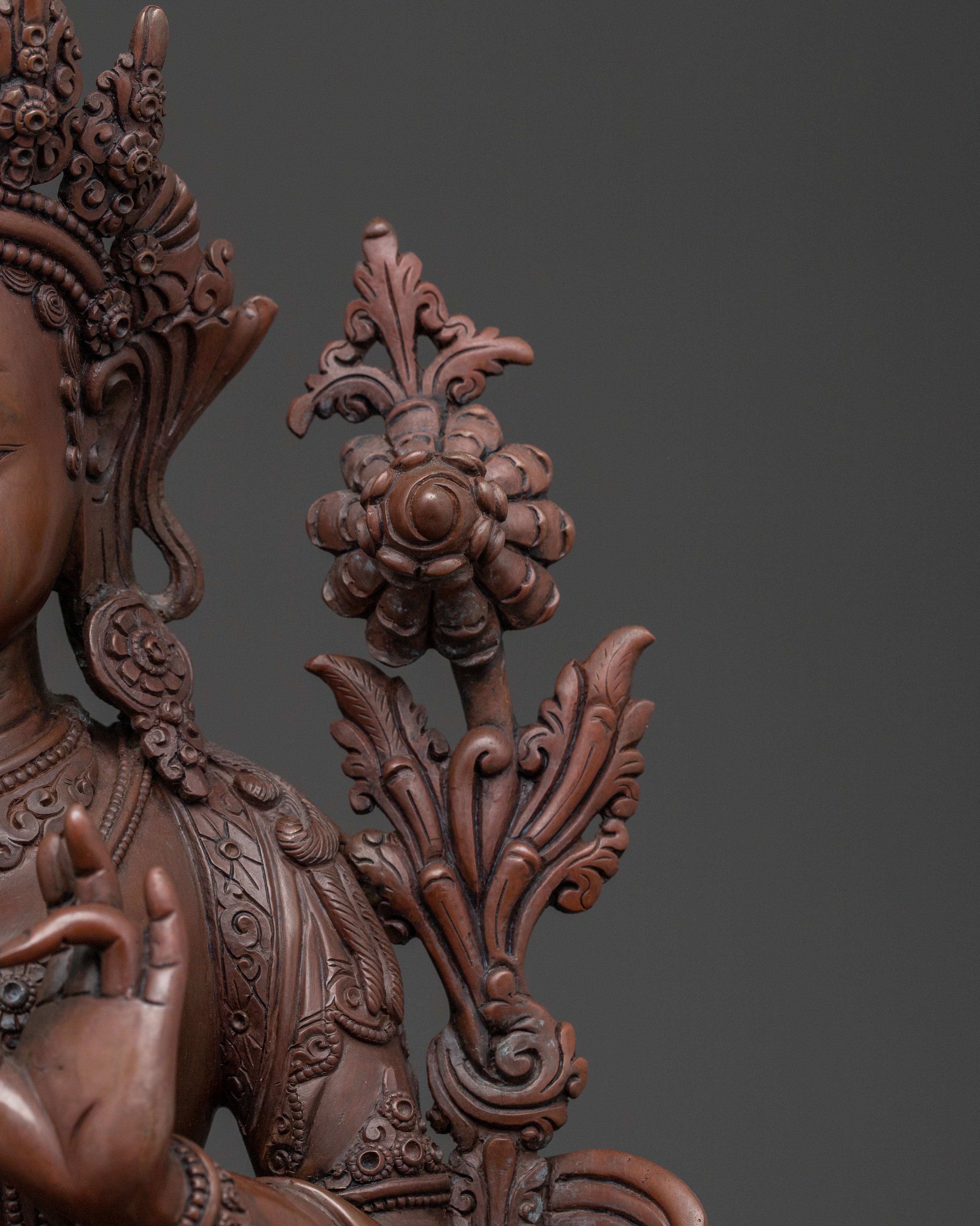 Handcrafted Copper Statue of Green Tara