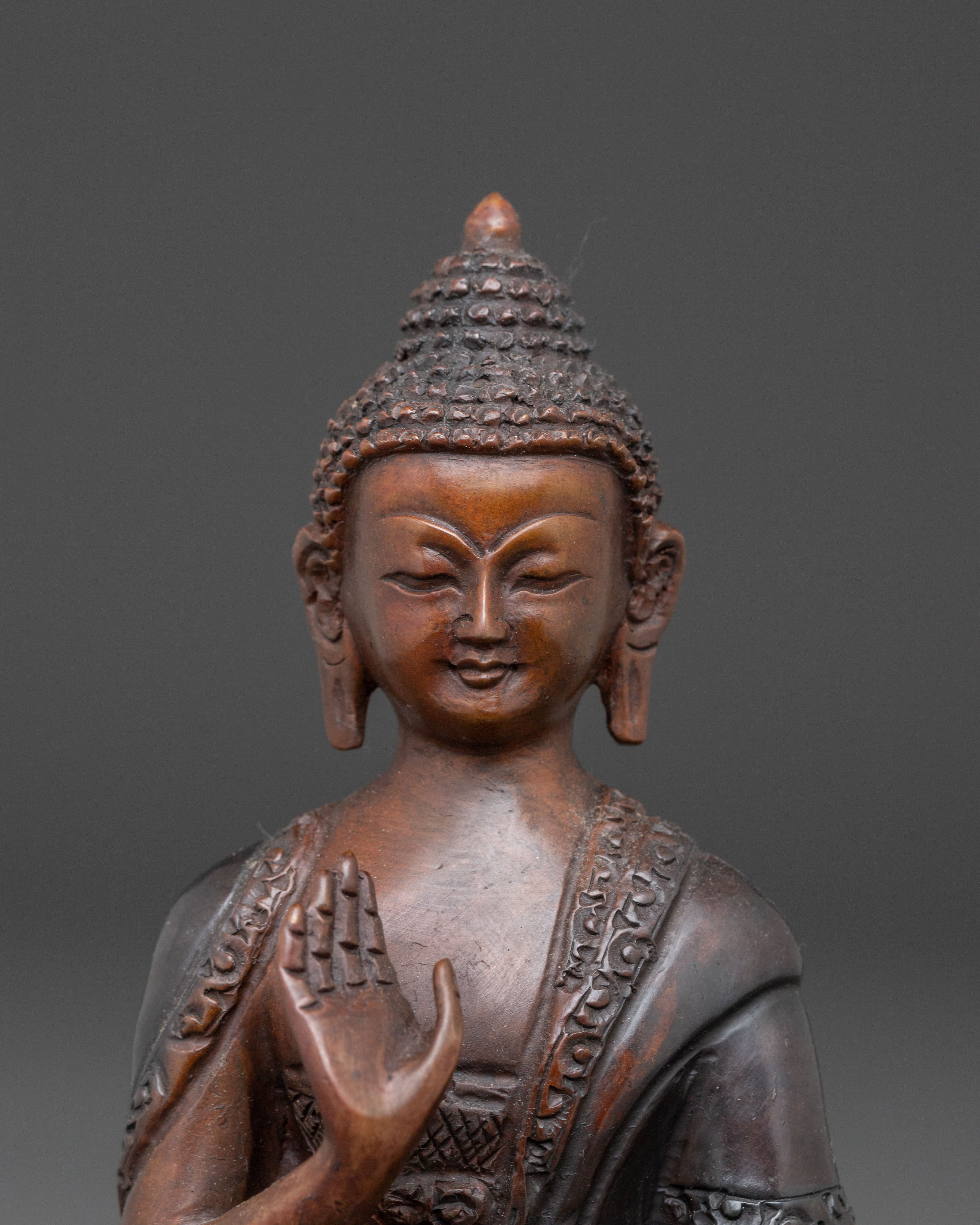 Handmade Amogasiddhi Oxidized Copper Statue | Protector Buddha