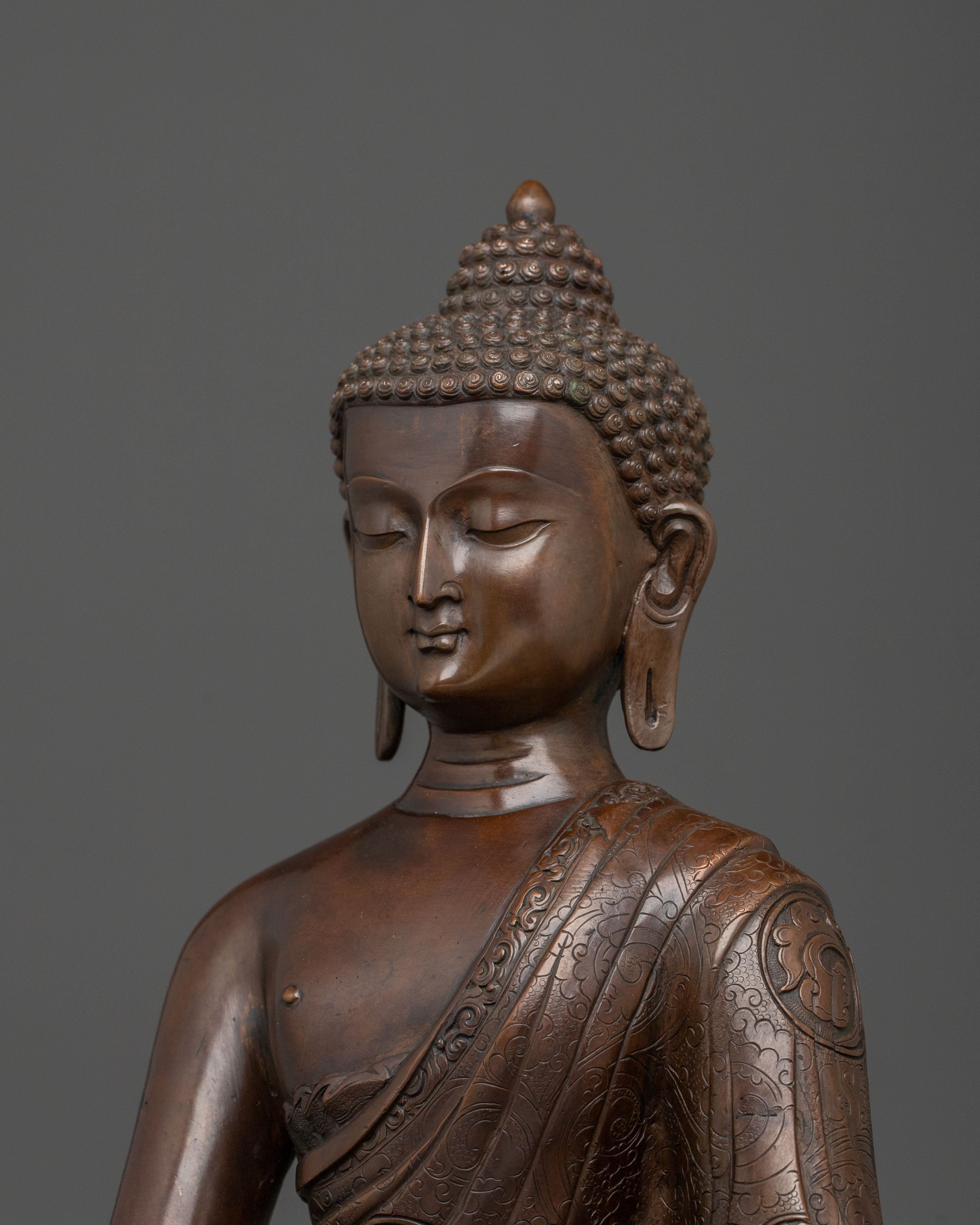 Shakyamuni Buddha Statue | Oxidized Copper Figurine