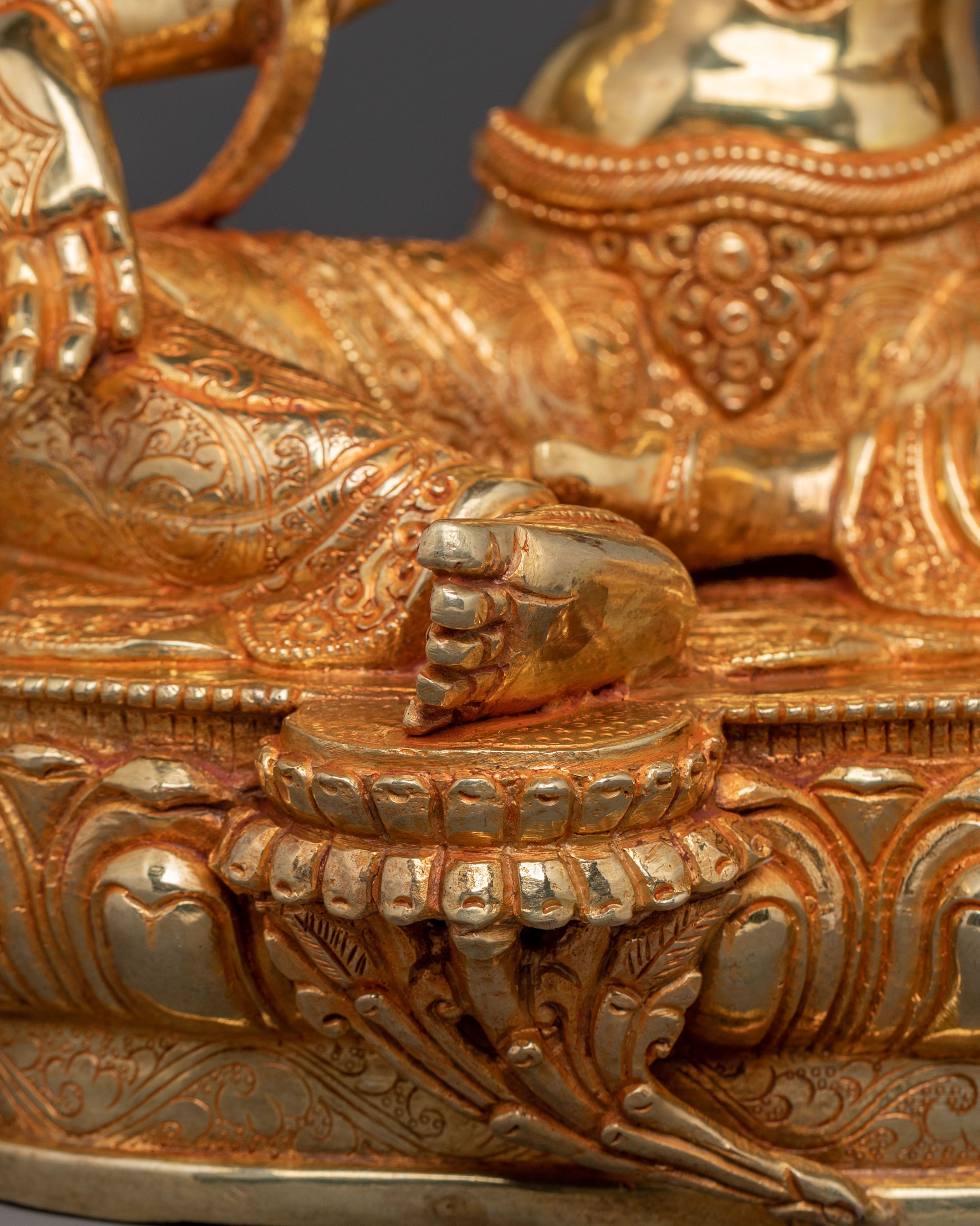 Handcrafted Goddess of Protection Green Tara Statue – 24K Gold Gilded Art