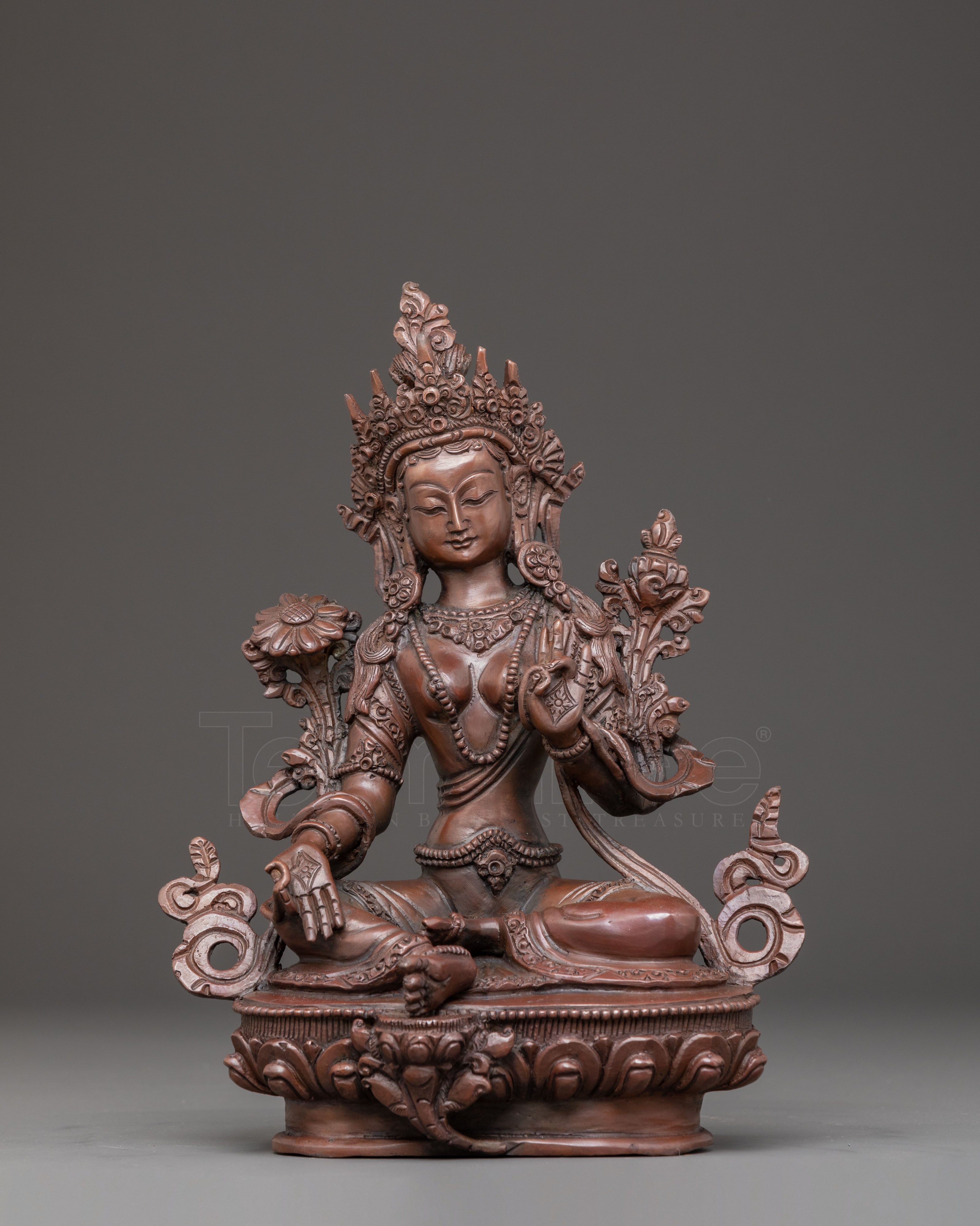 Handmade Green Tara Oxidized Statue
