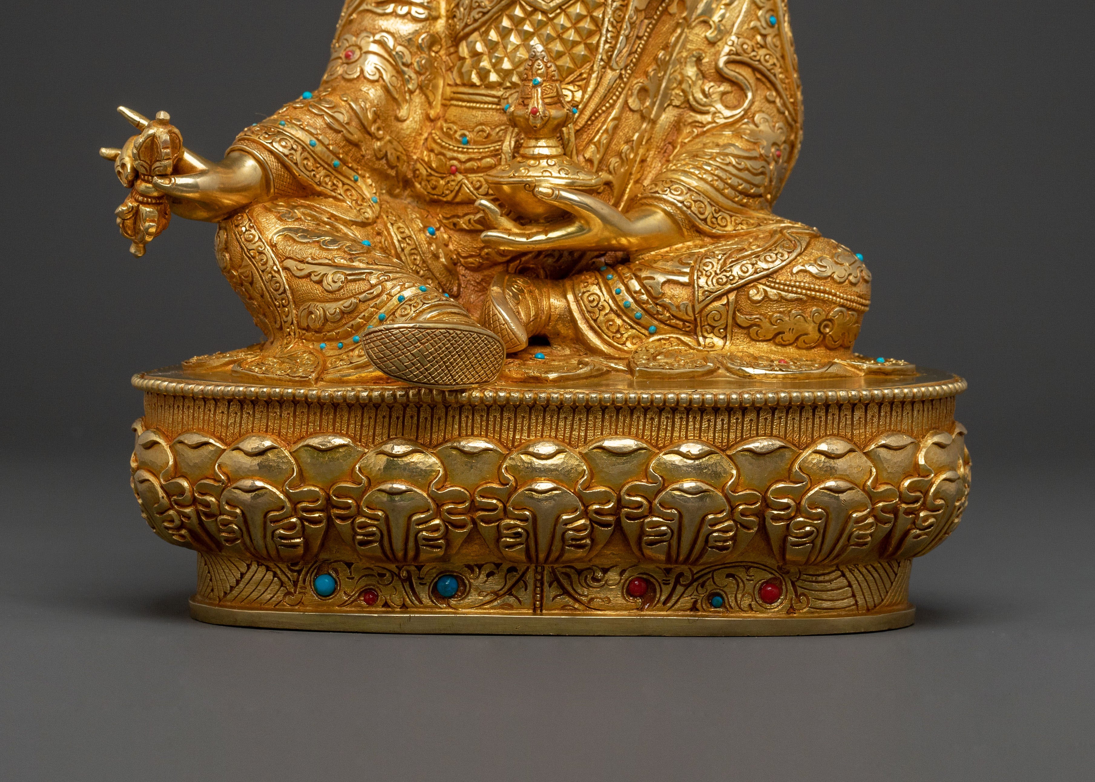 Guru Rinpoche Buddhist Statue | 24K Gold Gilded Icon