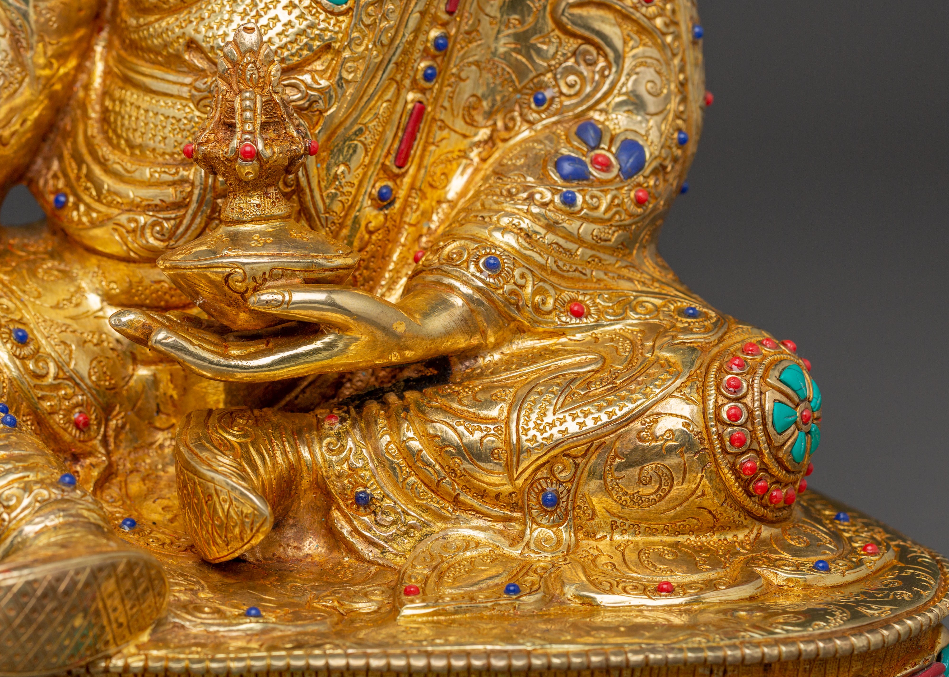 Padmasambhava Enlightened Guide Statue - Hand-Gilded Copper Statue