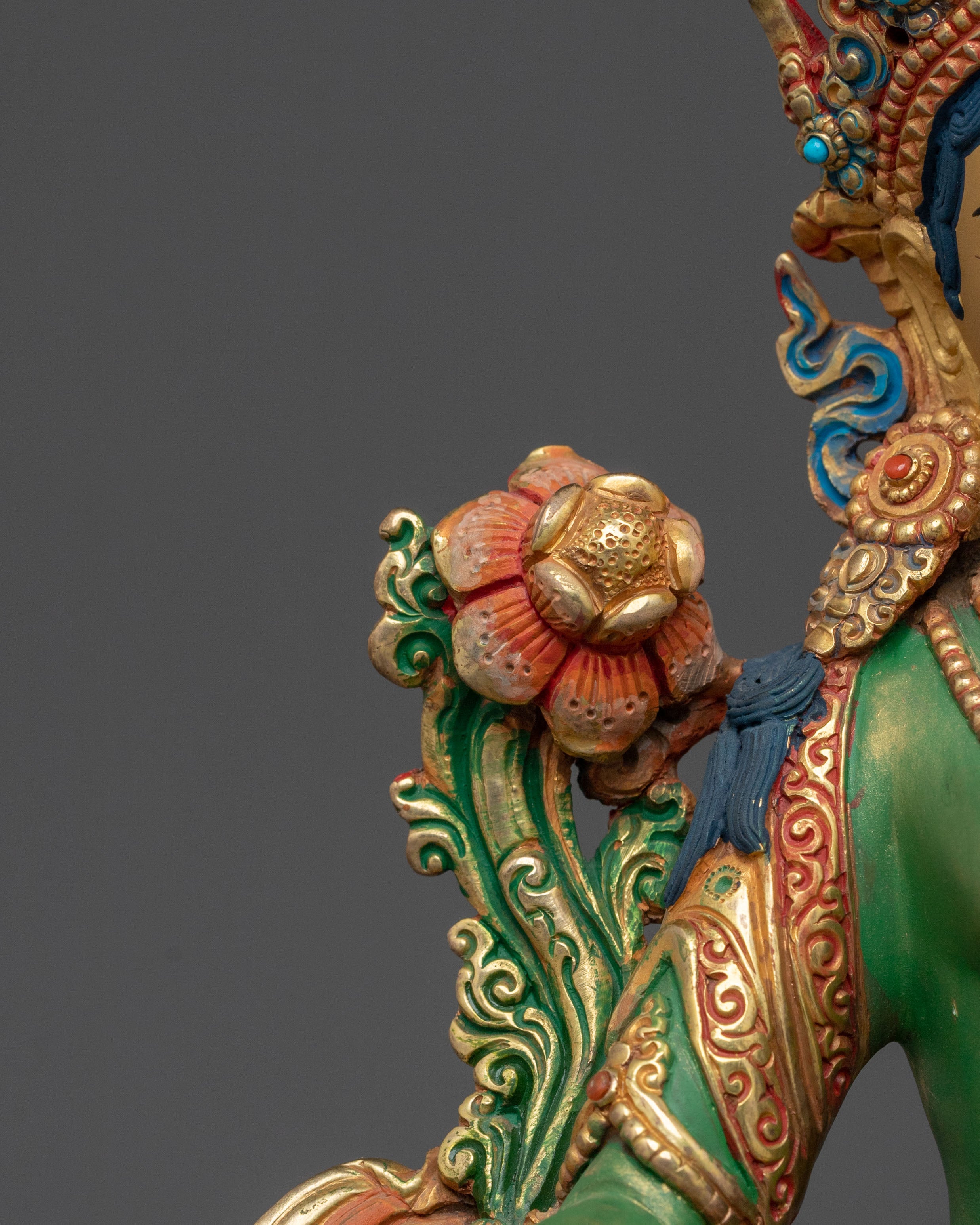 Green Tara Statue for Meditation | 24K Gold Gilded Statue