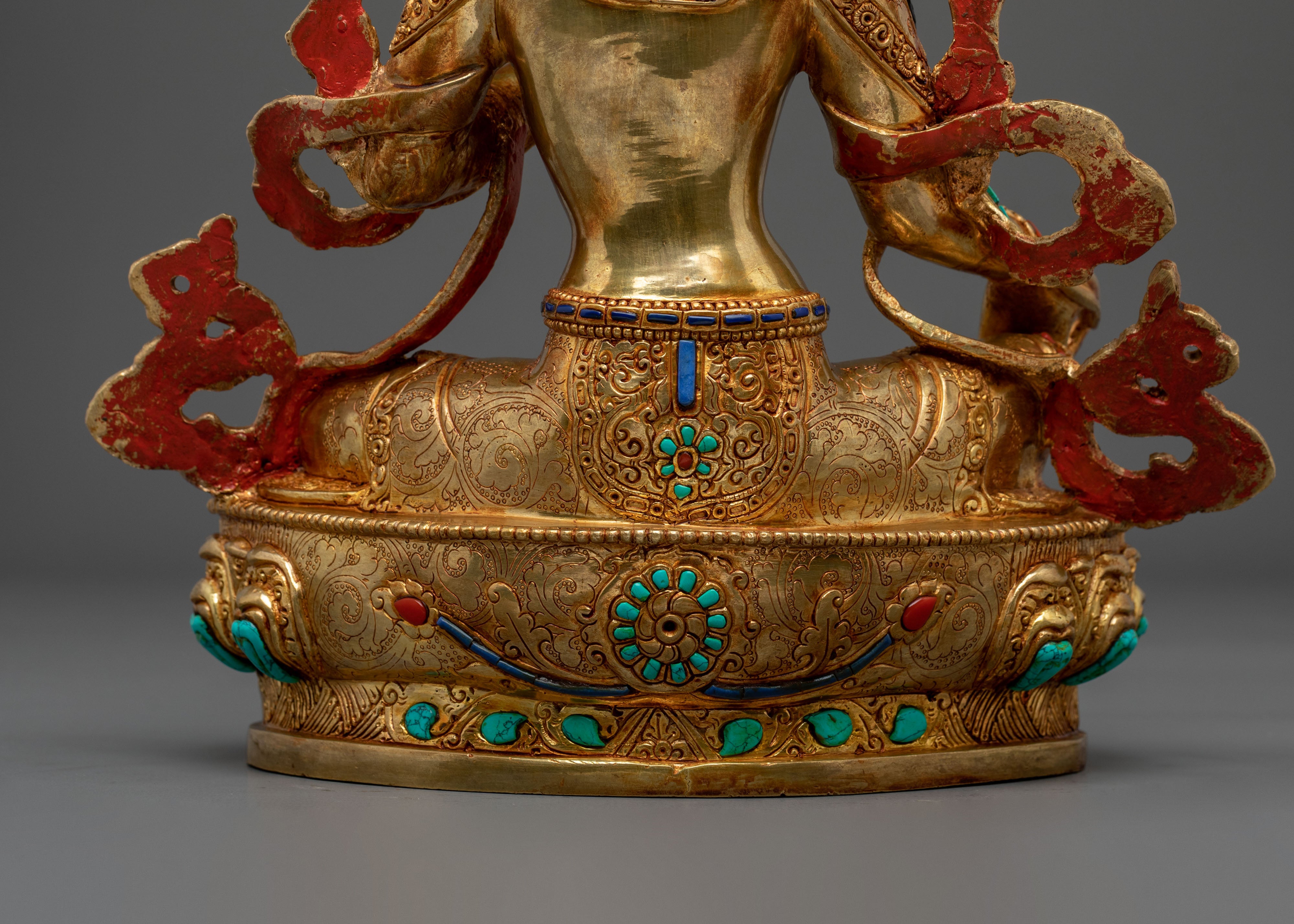 Handcrafted Copper Green Tara Statue | Embodiment of Compassionate Protection