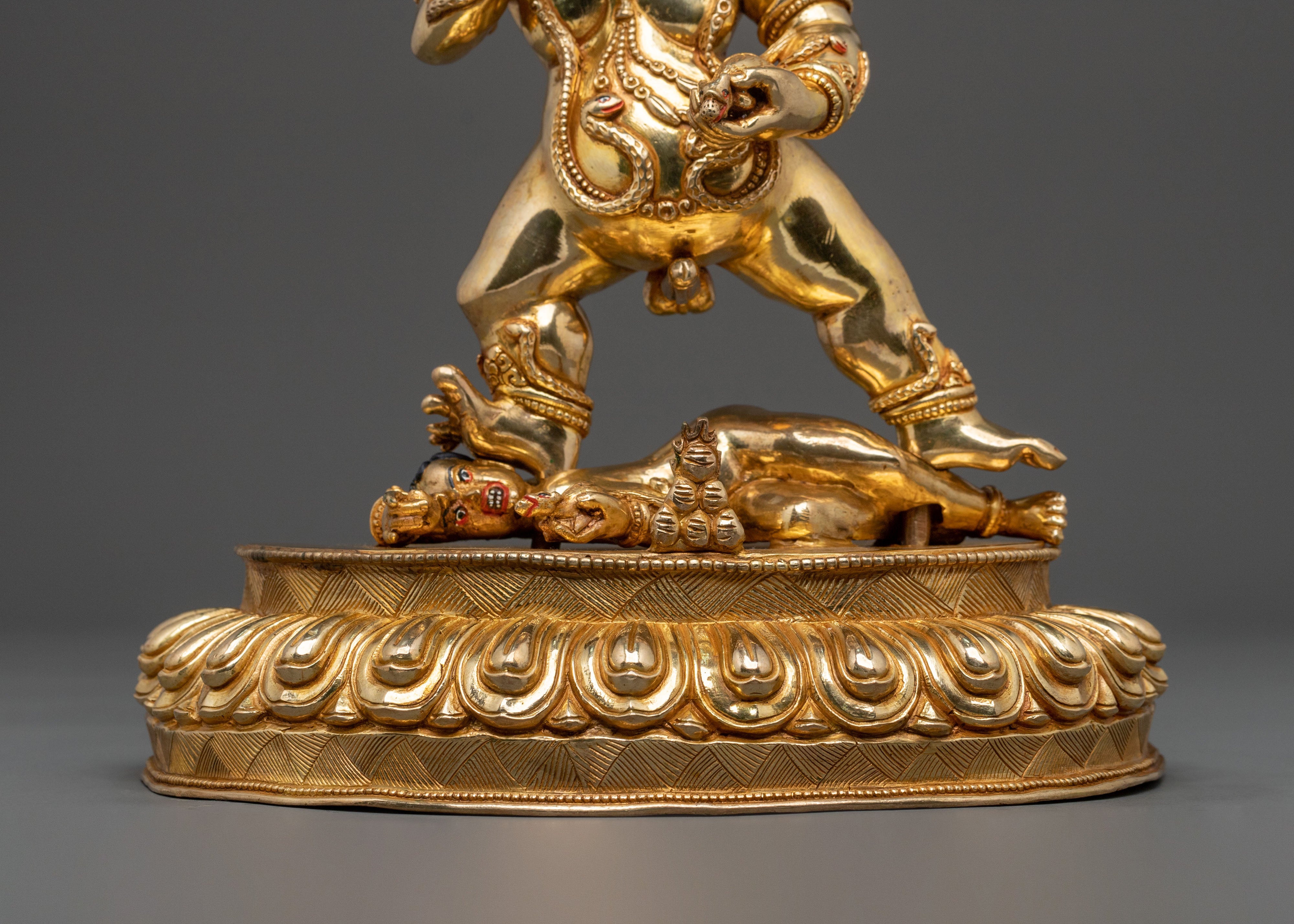 Black Dzambhala Fire Gold Gilded Statue | Wealth God