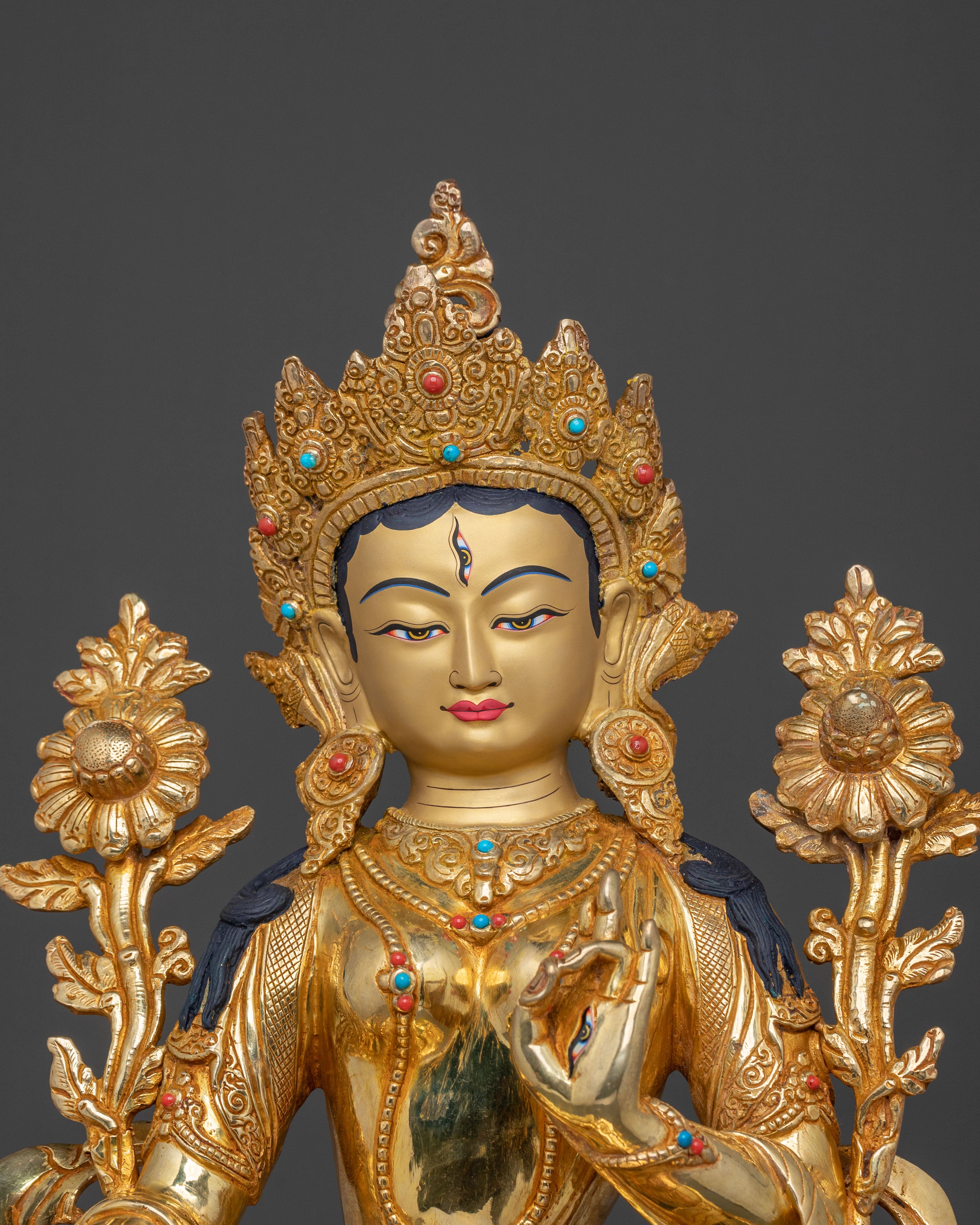 Buddhist Goddess White Tara Spiritual Statue | Sacred Long Life Deity