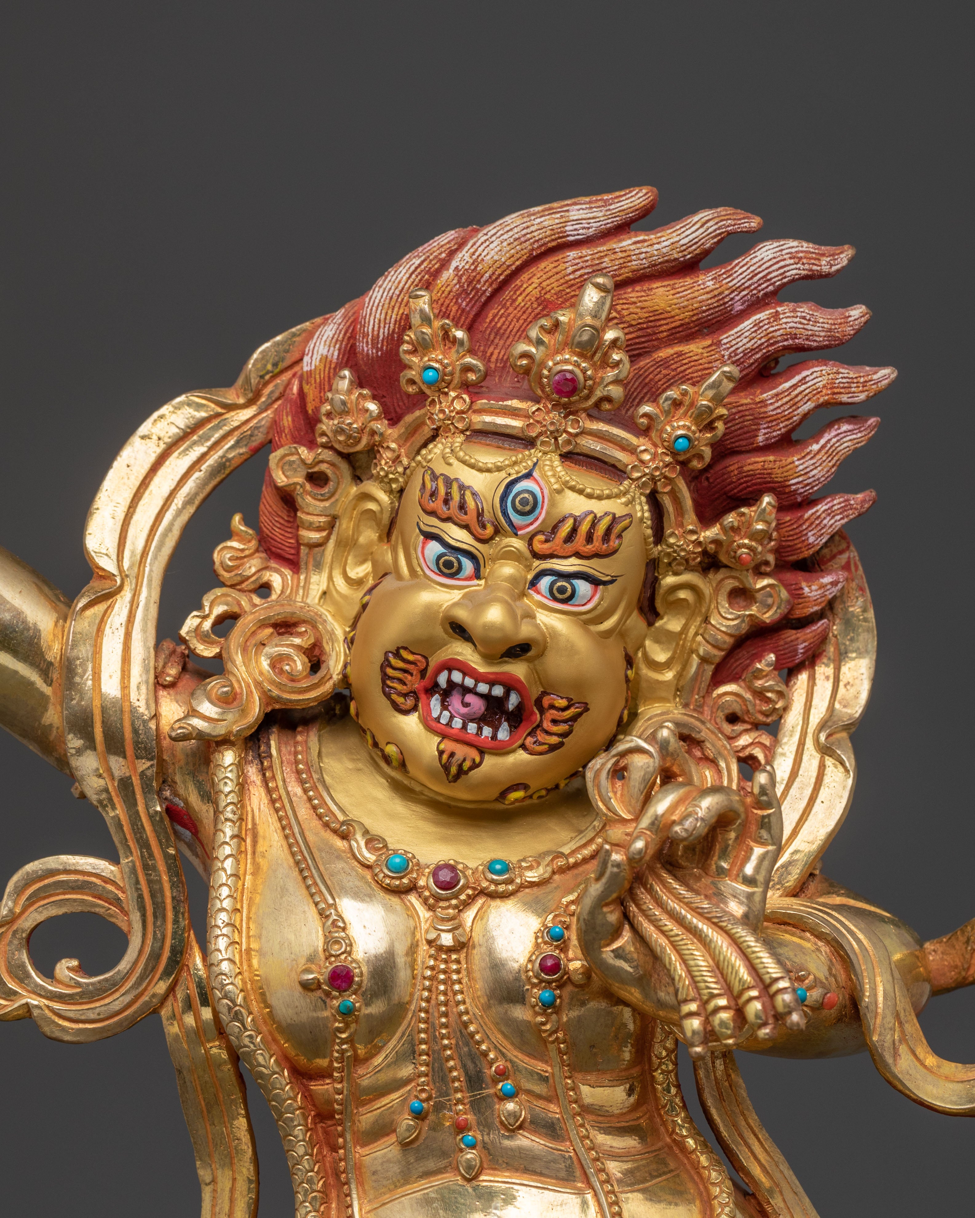 Vajrapani: Handcrafted 24K Gold Gilded Statue