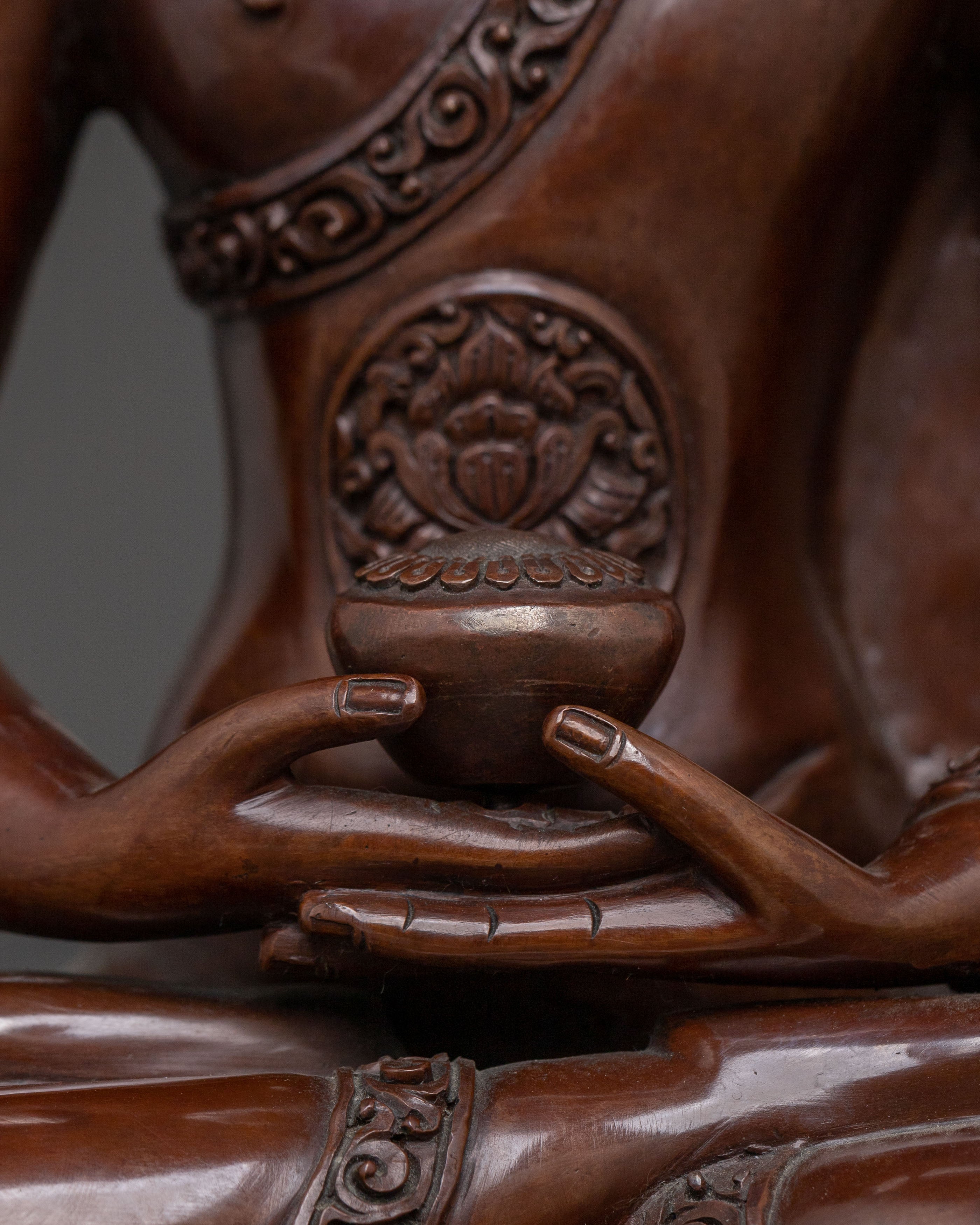 Amitabha Buddha: Oxidized Copper Statue