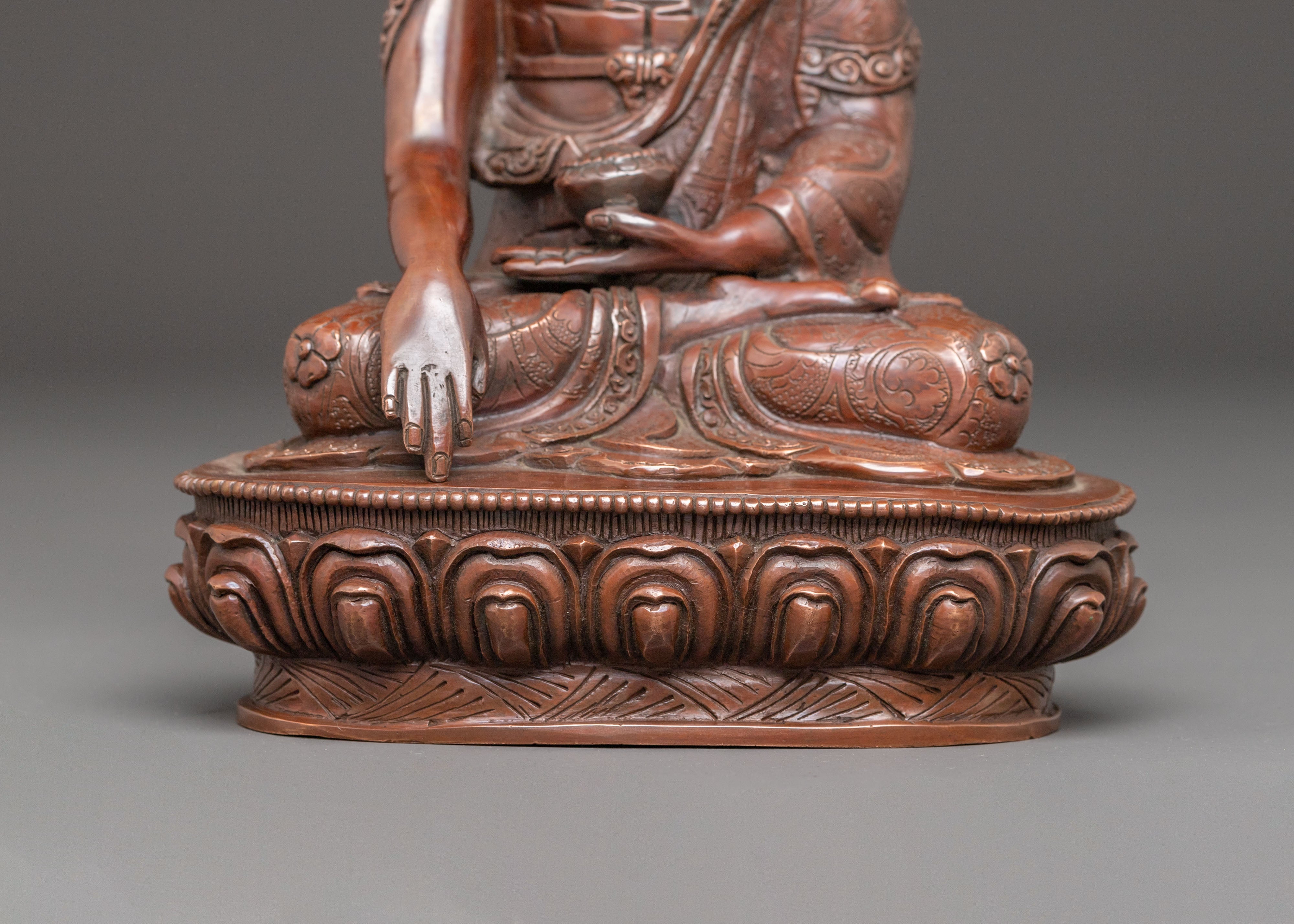 Buddha Shakyamuni, Handcrafted Copper Statue | Enlightenment Symbol