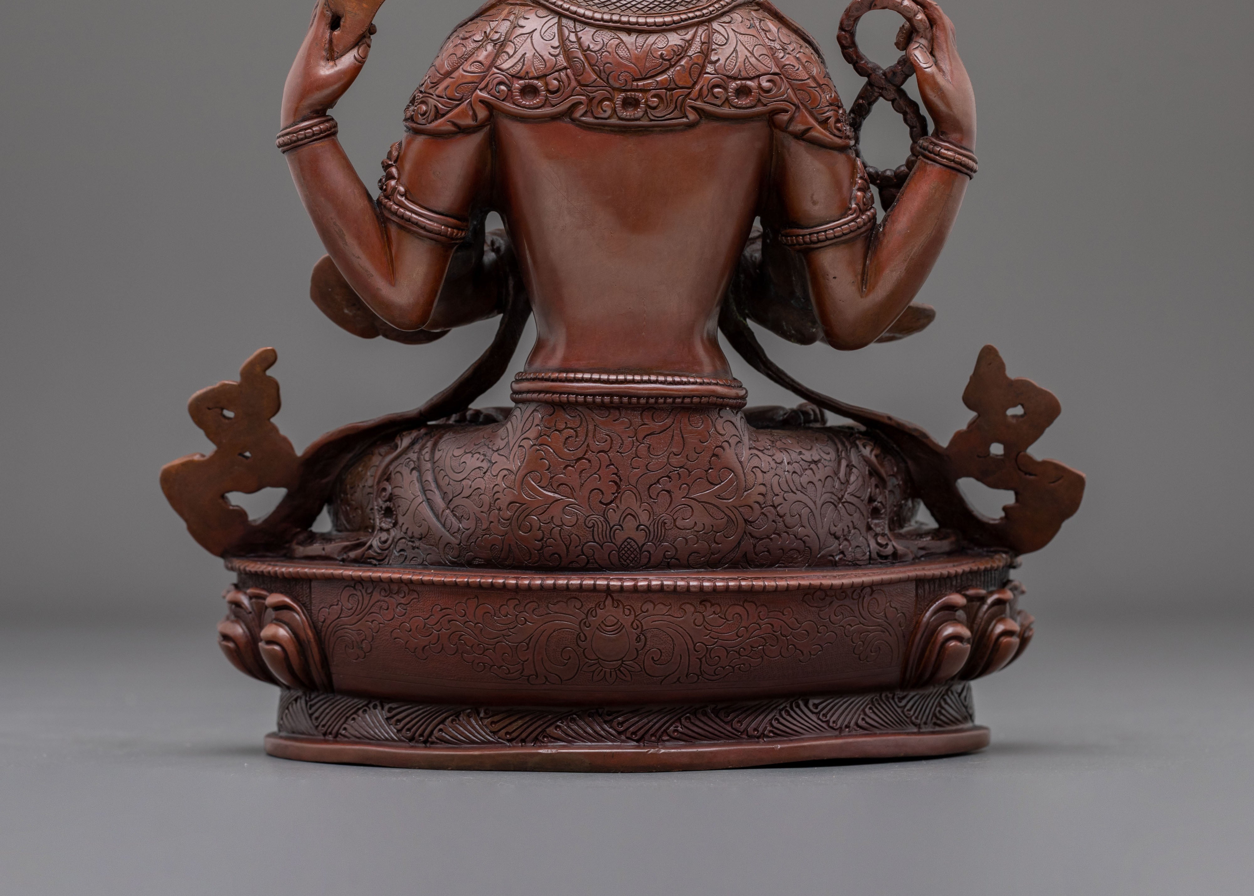 Chenrezig Buddha Statue in Oxidized Copper