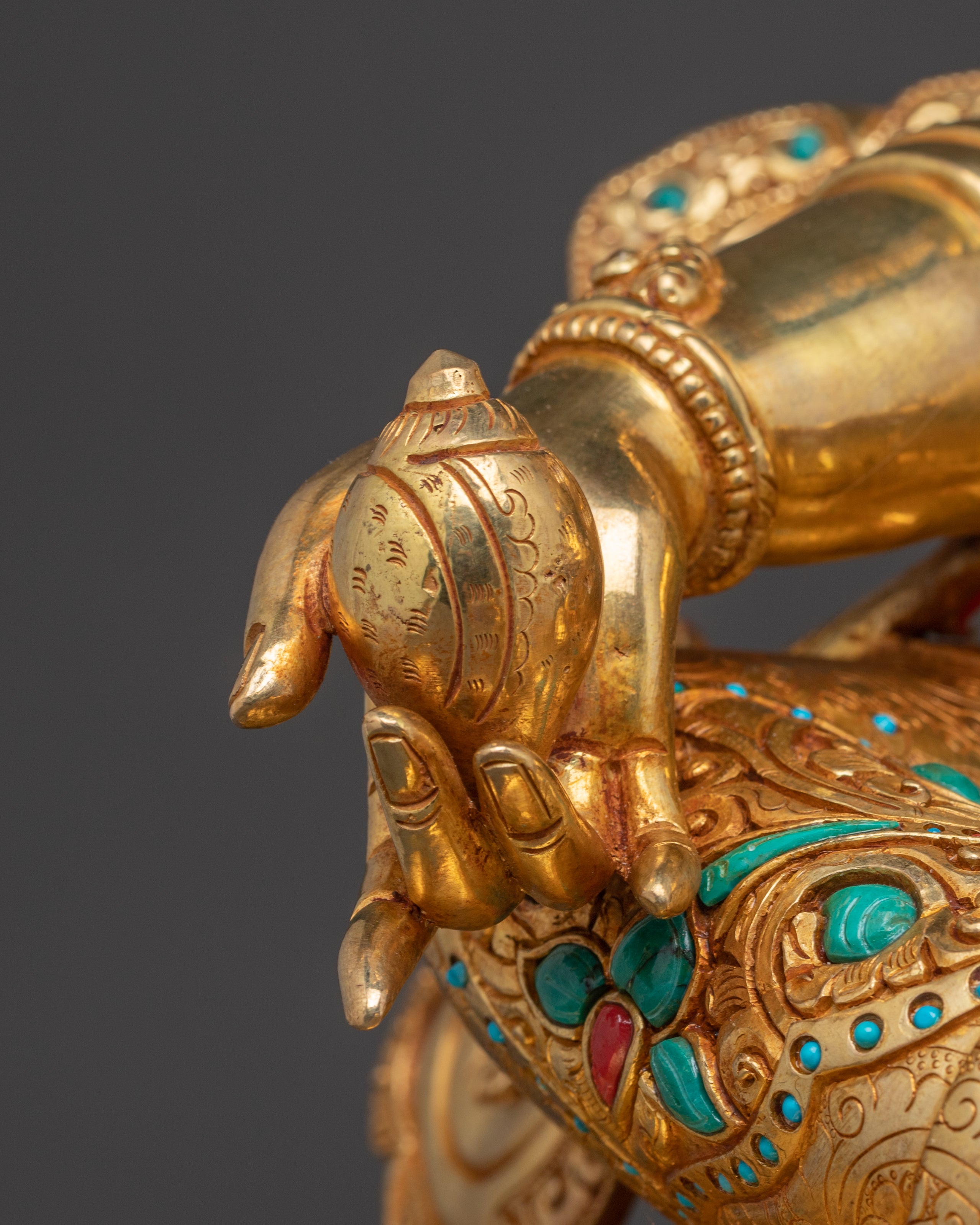 Handmade Sacred Dzambhala Statue: Buddhist God of Wealth