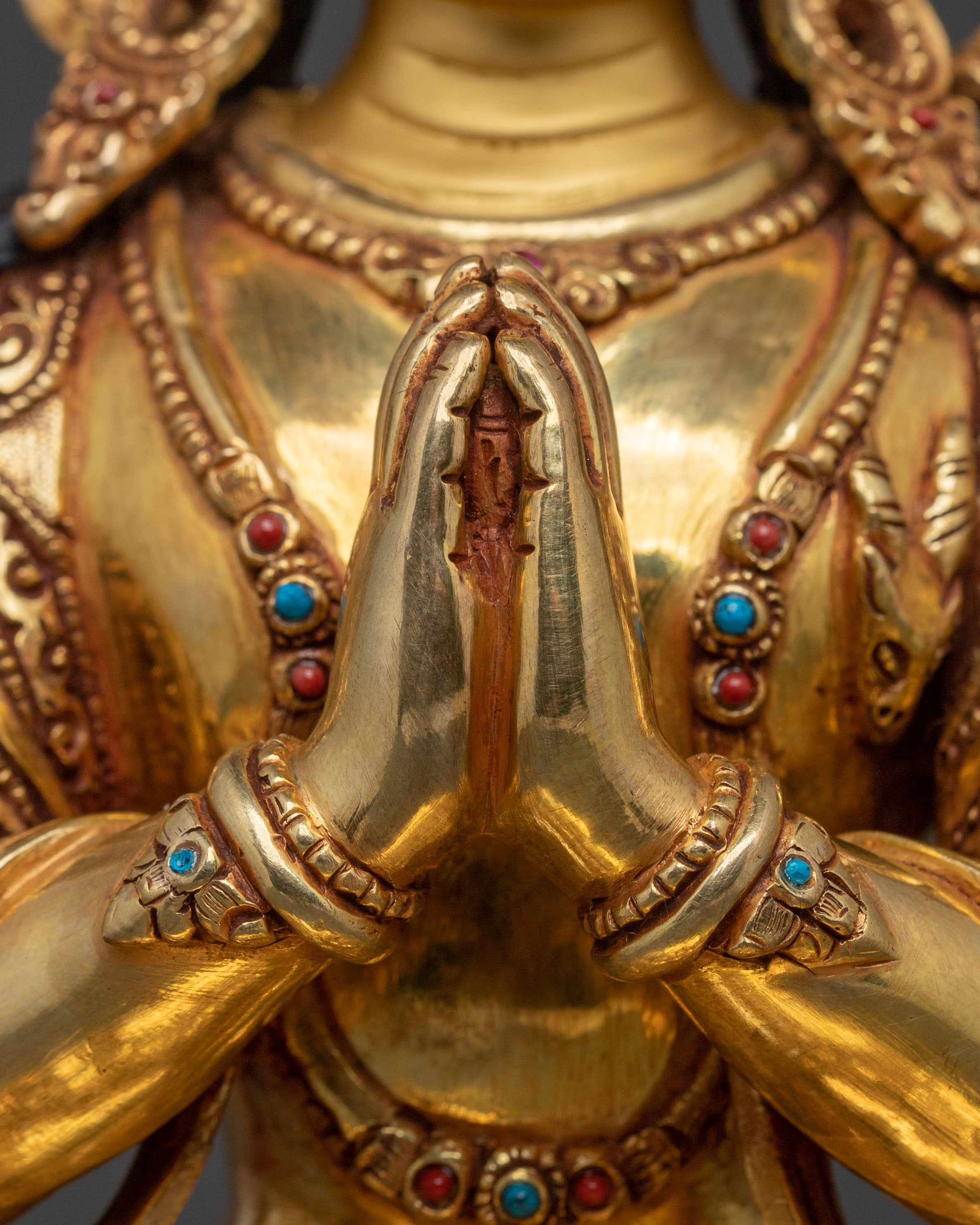 Chenrezig Sacred Statue | 24K Gold Gilded Compassion Deity