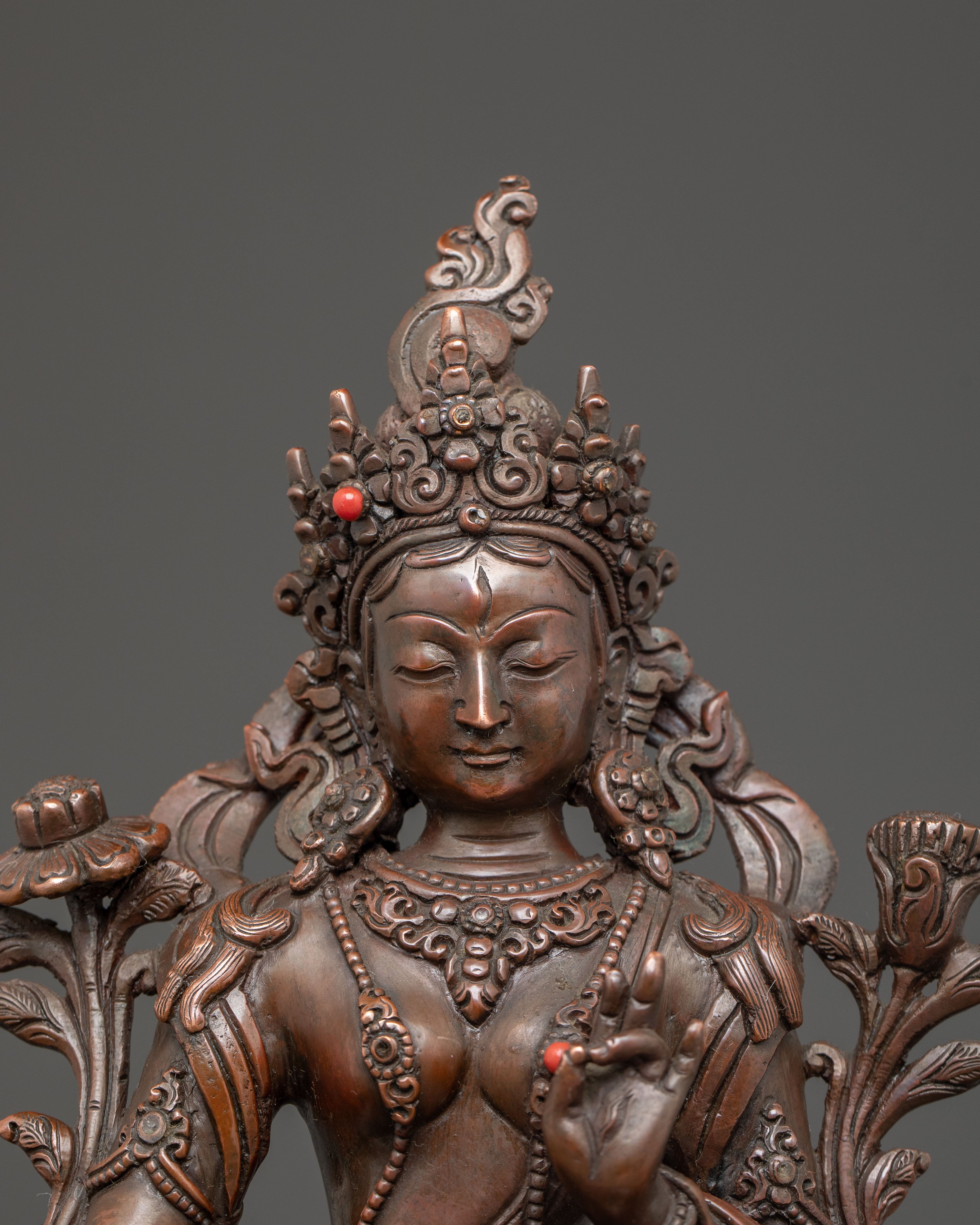 Healing Goddess White Tara Copper Statue | Bodhisattva of Compassion