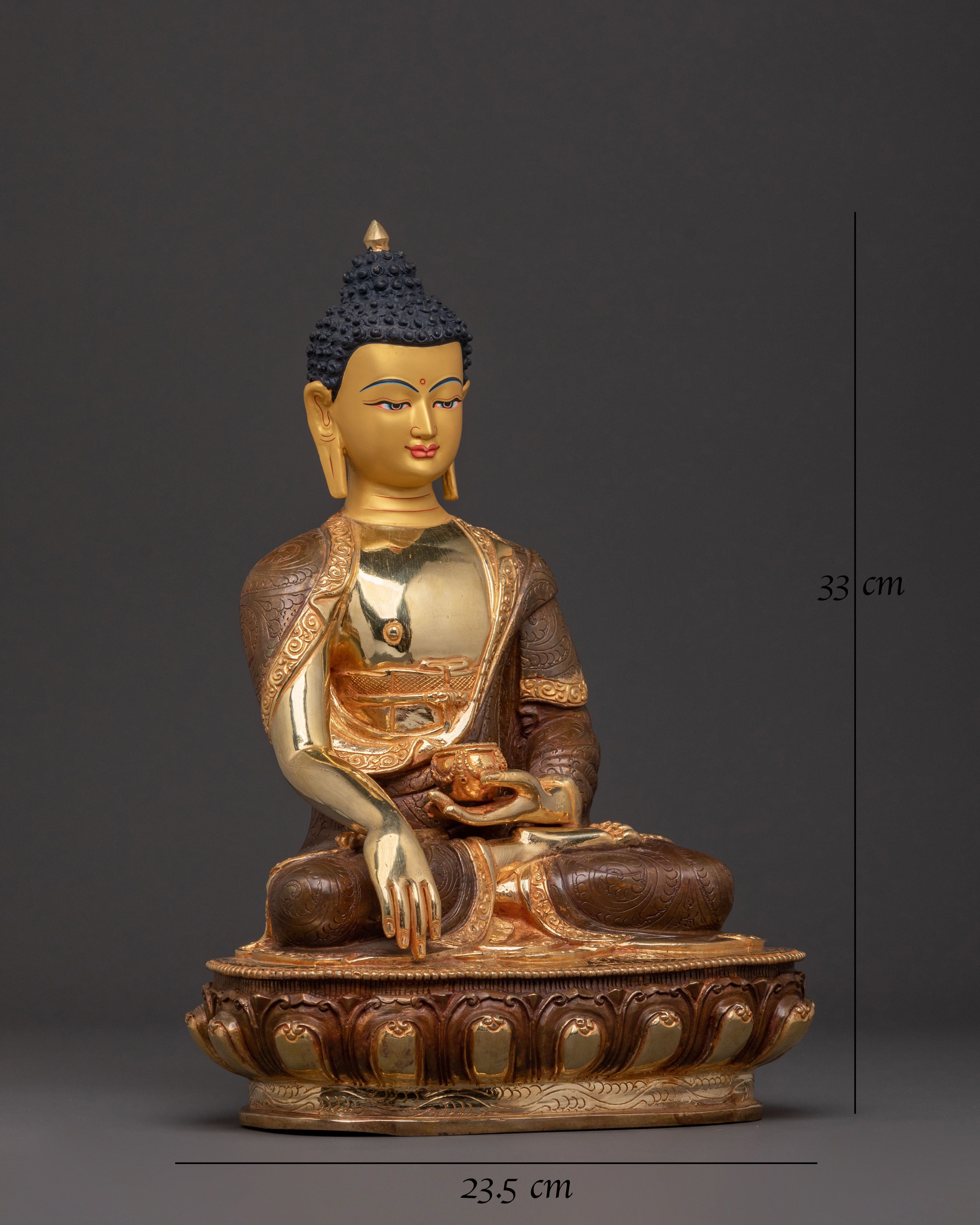 Shakyamuni Buddha Statue in Serene 24k Gold