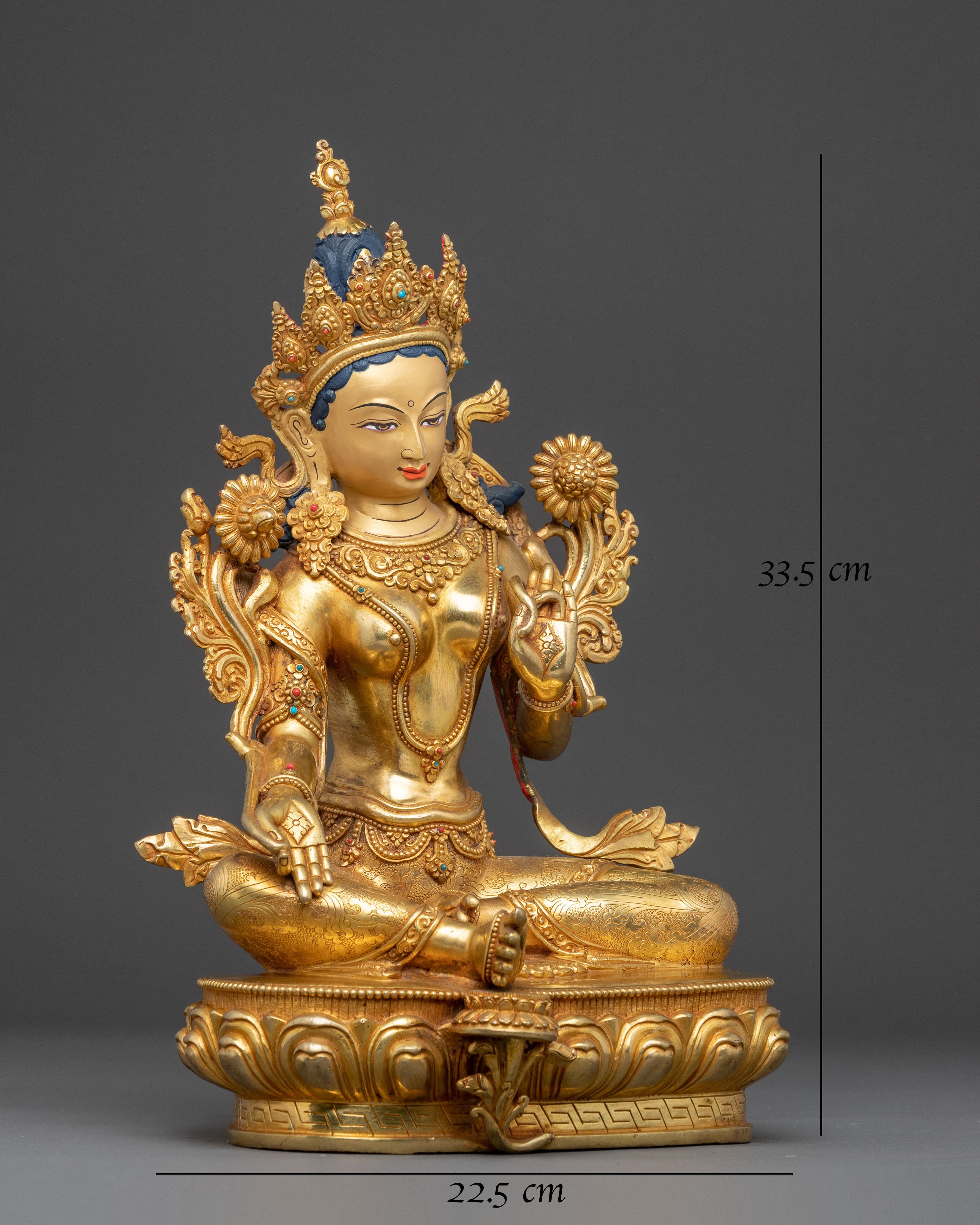 Mother Green Tara Golden Sculpture