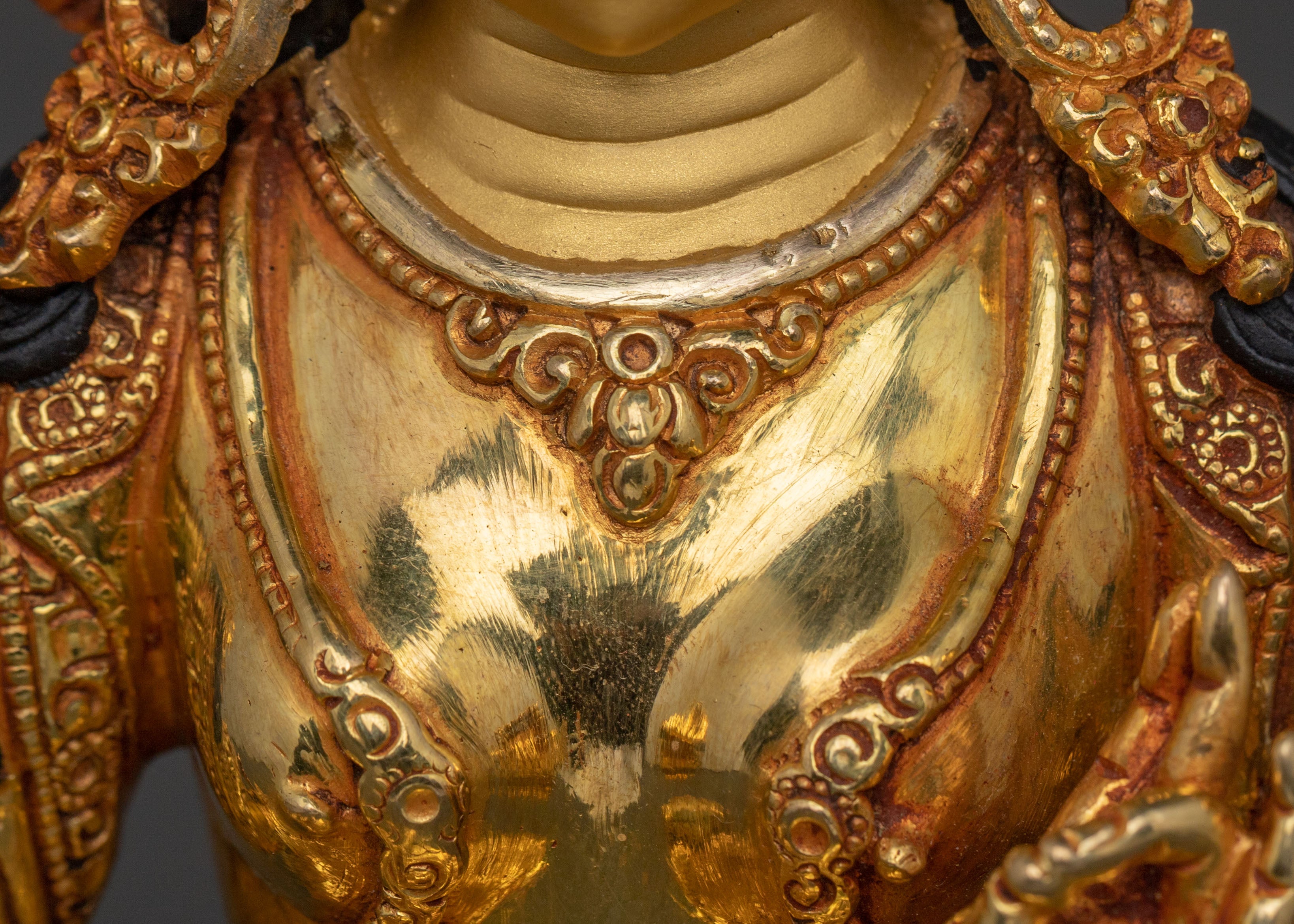 Green Tara Fearless Guardian Statue - 24K Gold Gilded