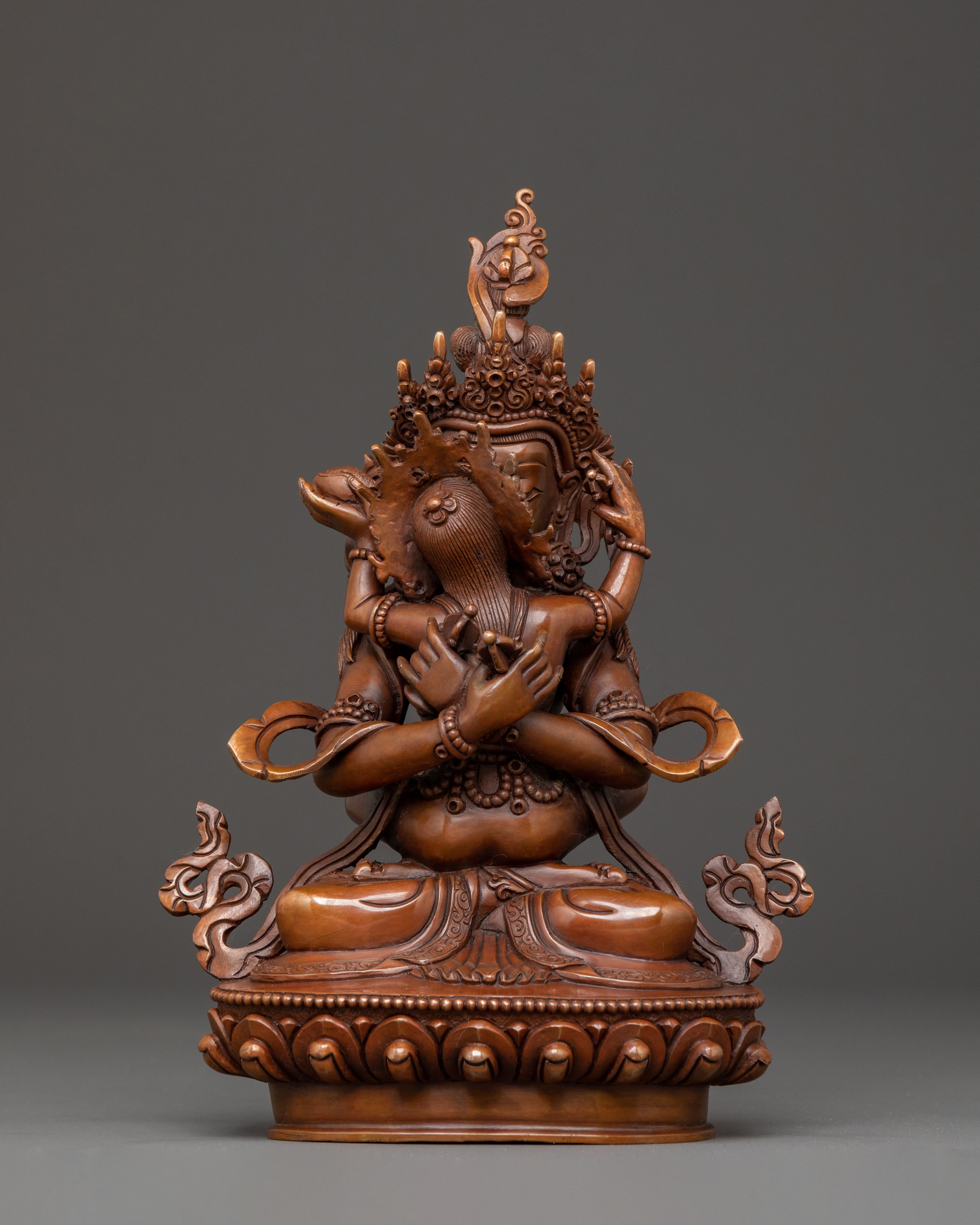 Statue of Buddha Vajradhara with Consort: Oxidized Copper Masterpiece