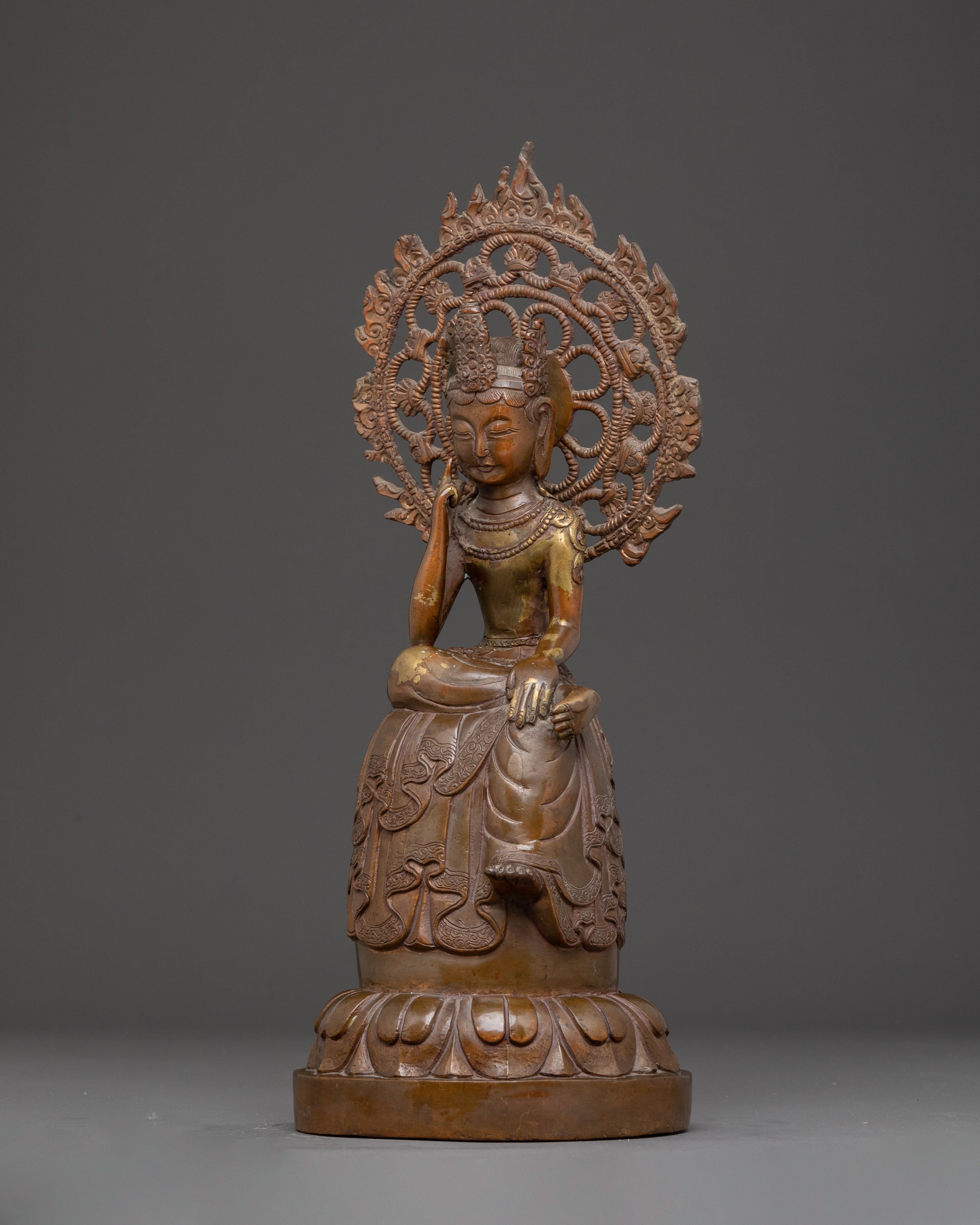 Bodhisattva of Compassion Guan Yin Statue – Oxidized Copper Masterpiece