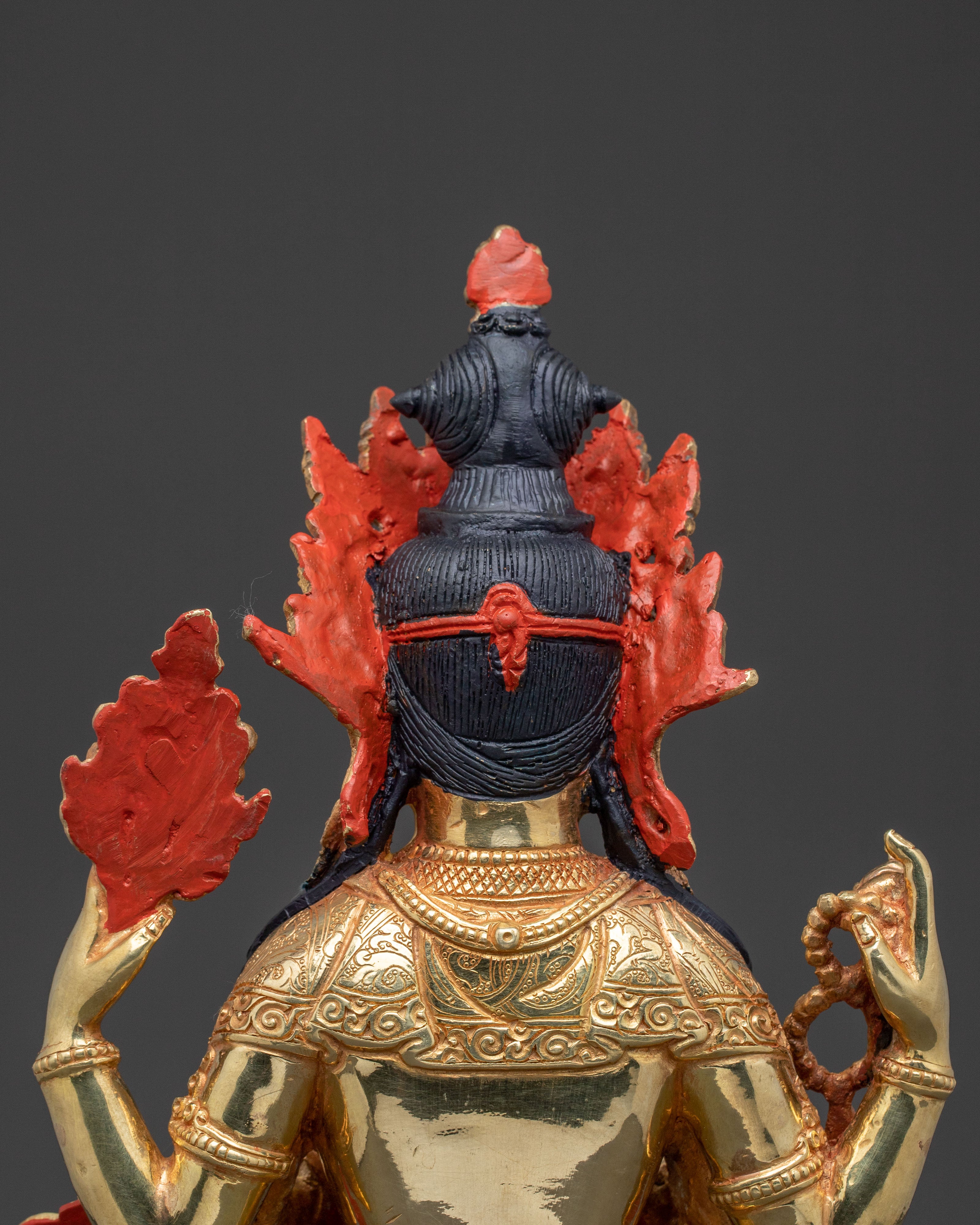 24k Gold Gilded Chenrezig Spiritual Statue – Divine Craftsmanship