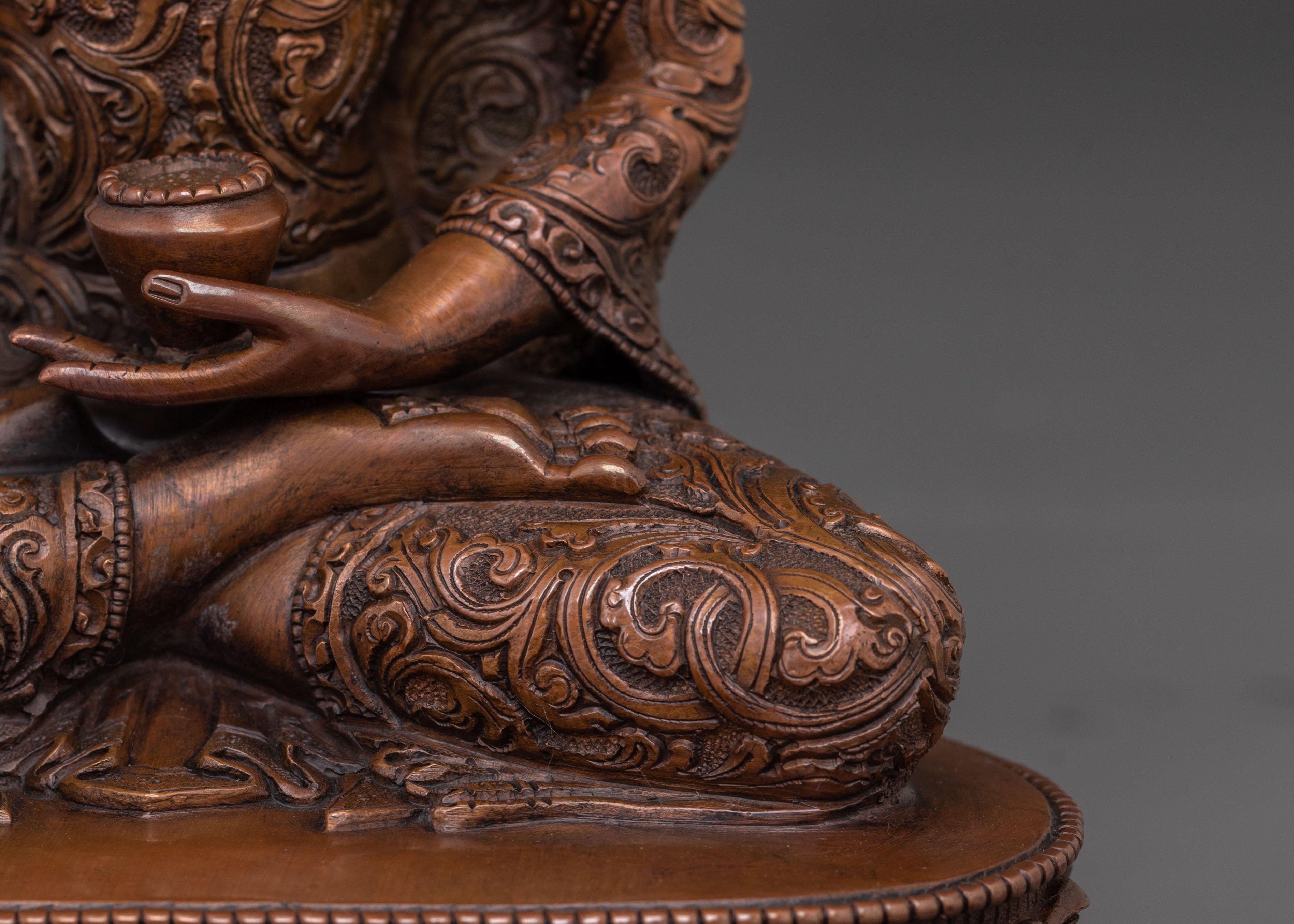 Handcrafted Peaceful Icon Shakyamuni Buddha in Oxidized Copper