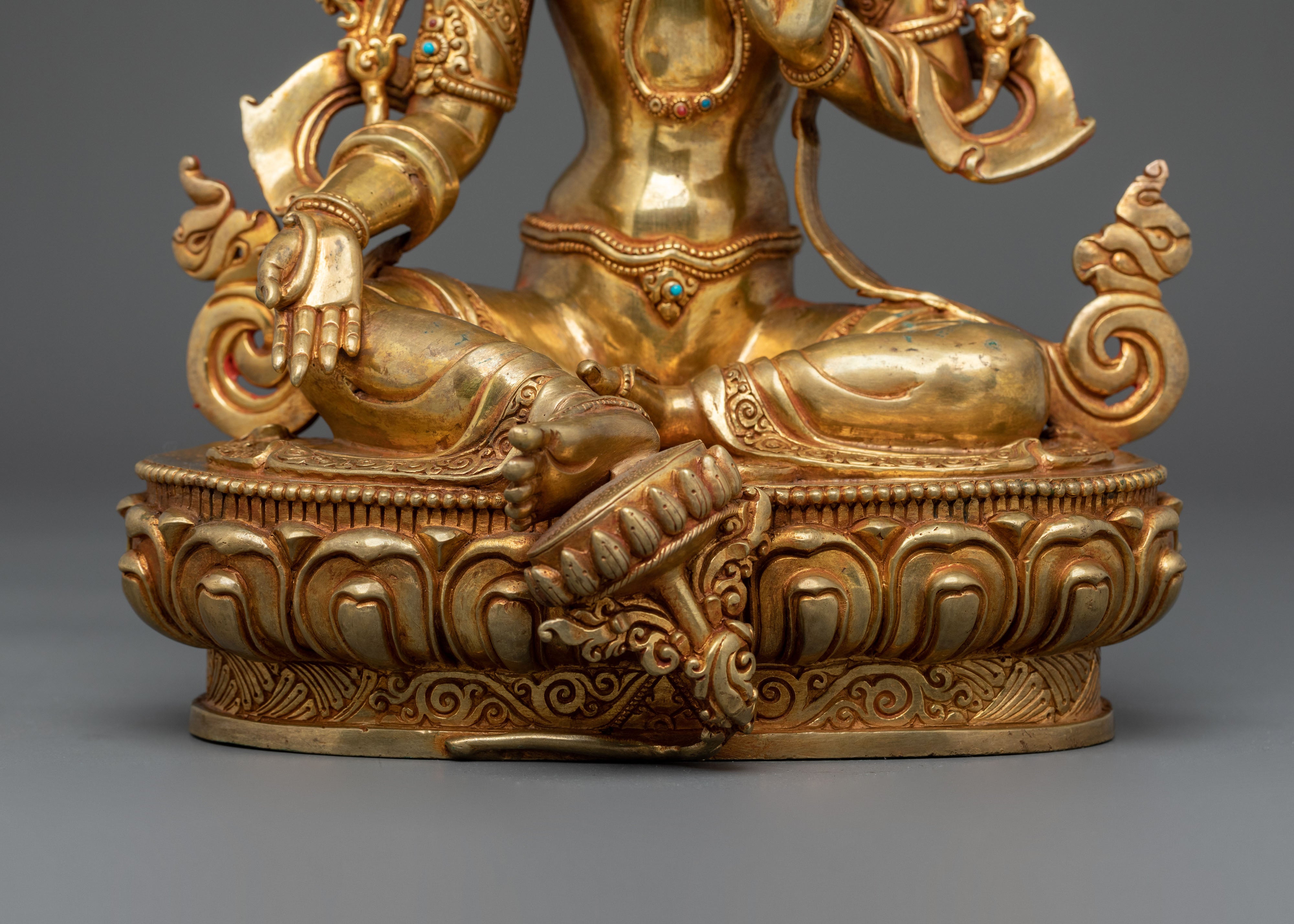 Green Tara Tibetan Buddhist Figurine | Sacred Goddess of Compassion