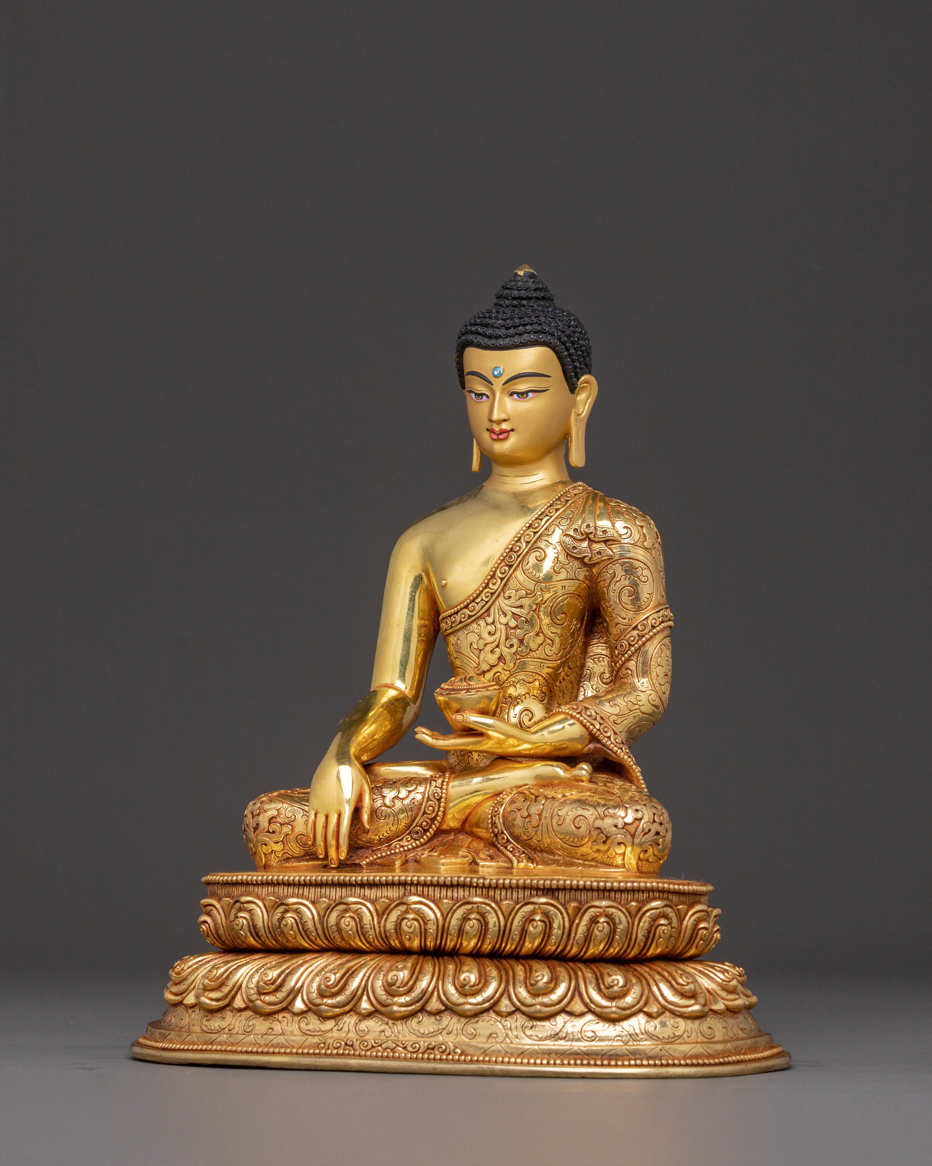 Shakyamuni Buddha Statue for Serenity Meditating - Exquisite 24K Gold Gilded
