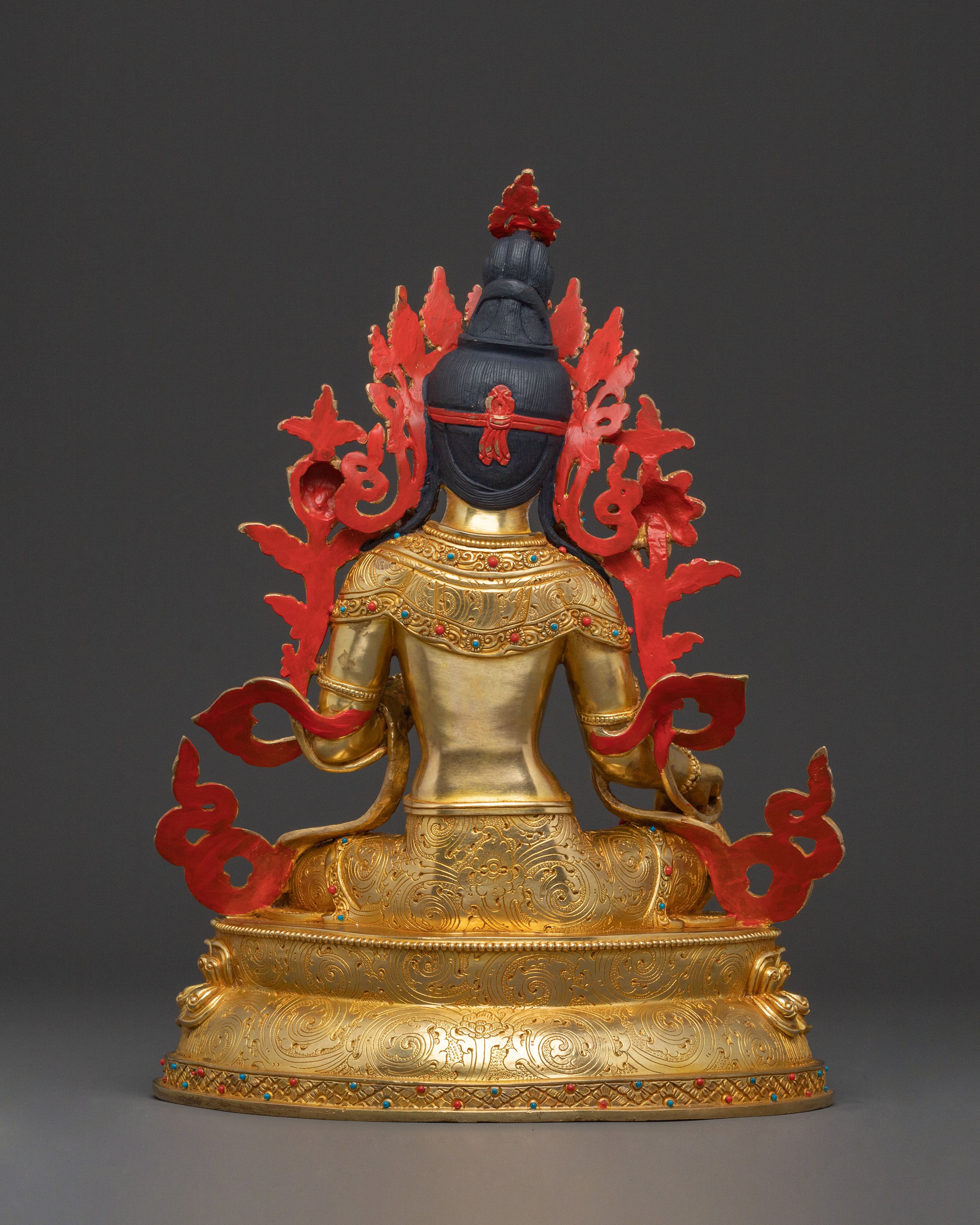 Green Tara Sacred Blessing Statue - Handcrafted 24K Gilded