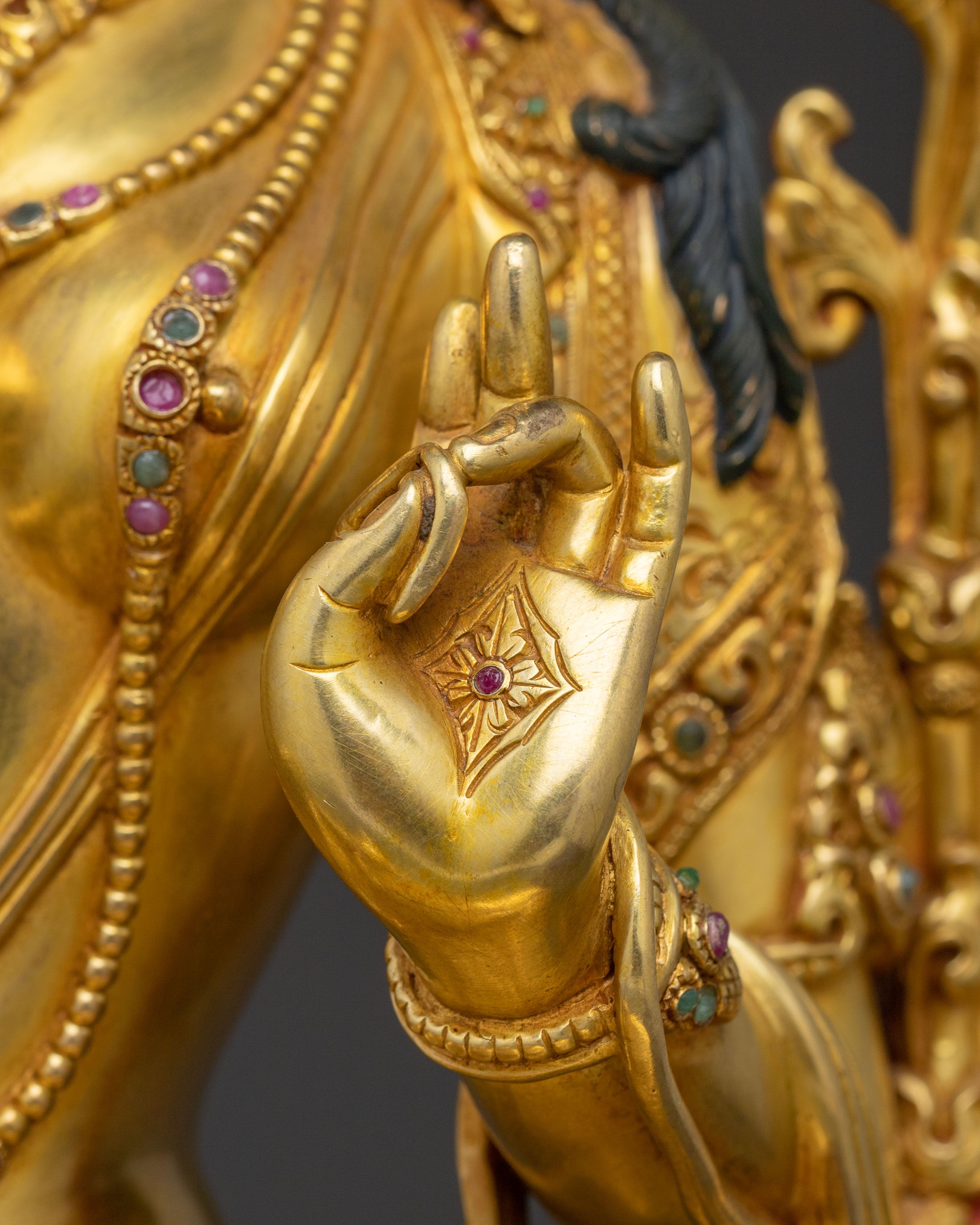 Green Tara: Handcrafted 24K Gold Gilded Statue