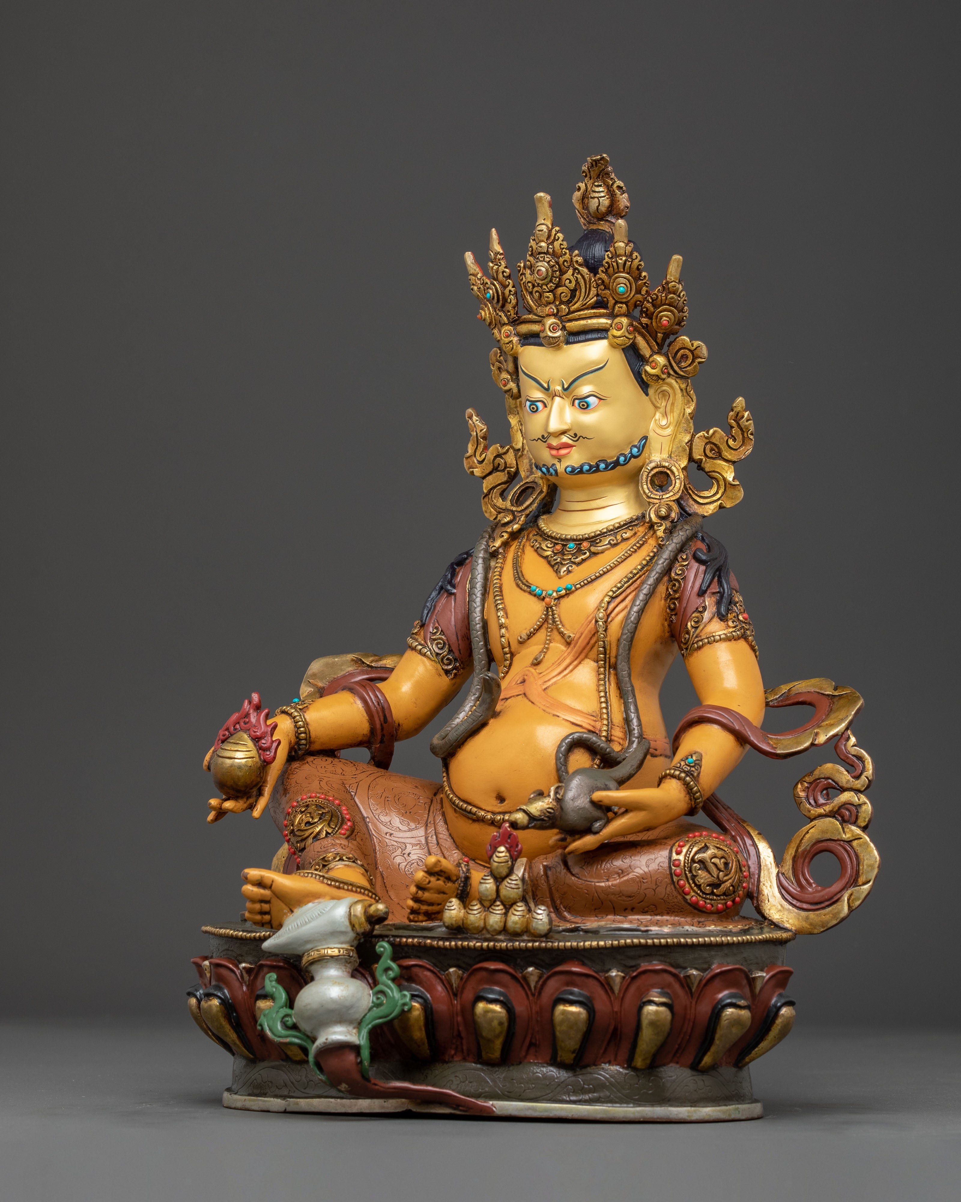 Handcrafted Wealth Icon Dzambhala Sculpture | Tibetan Deity of Abundance