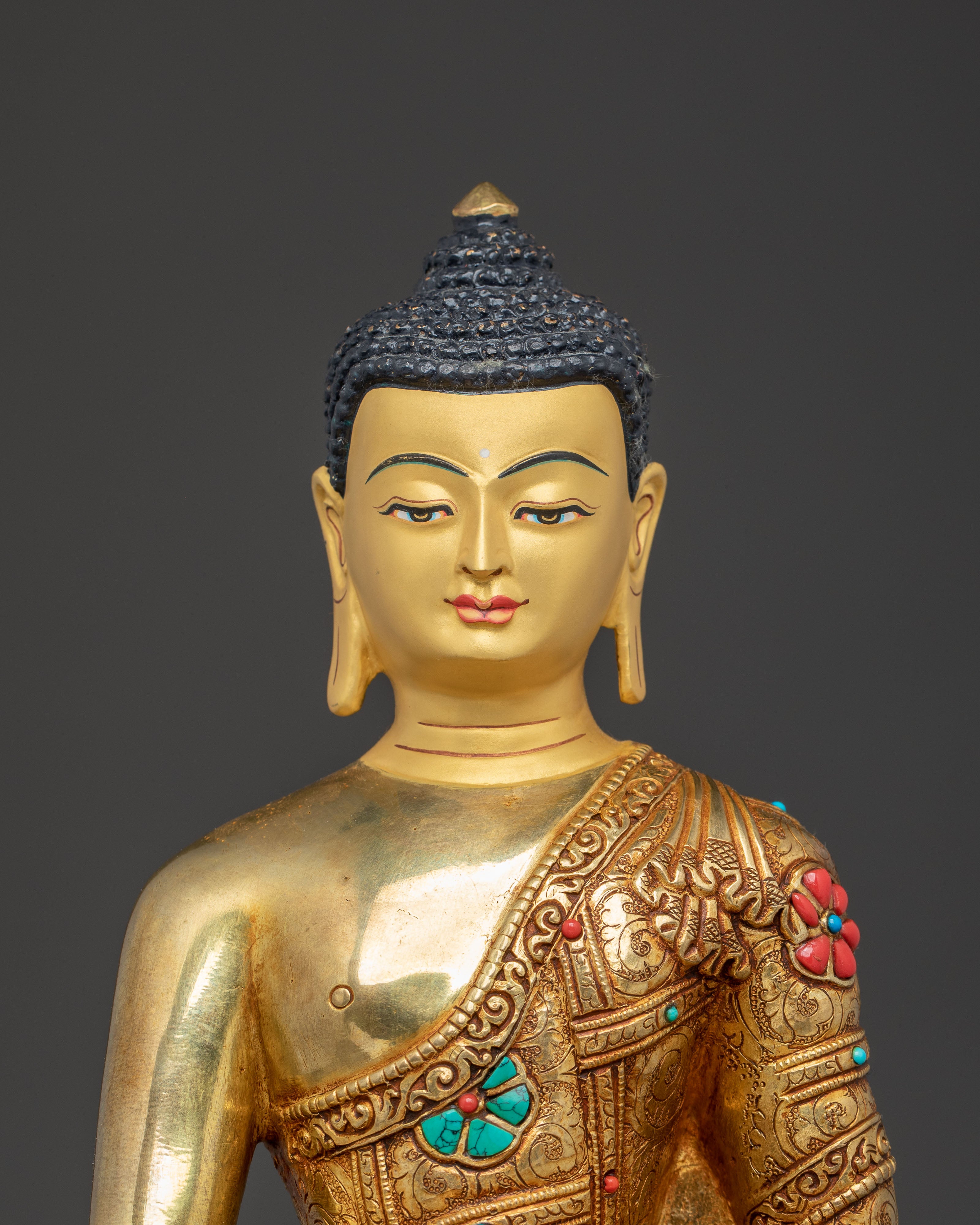 Handcrafted Radiant Sculpture of Buddha Shakyamuni | Himalayan Copper Art
