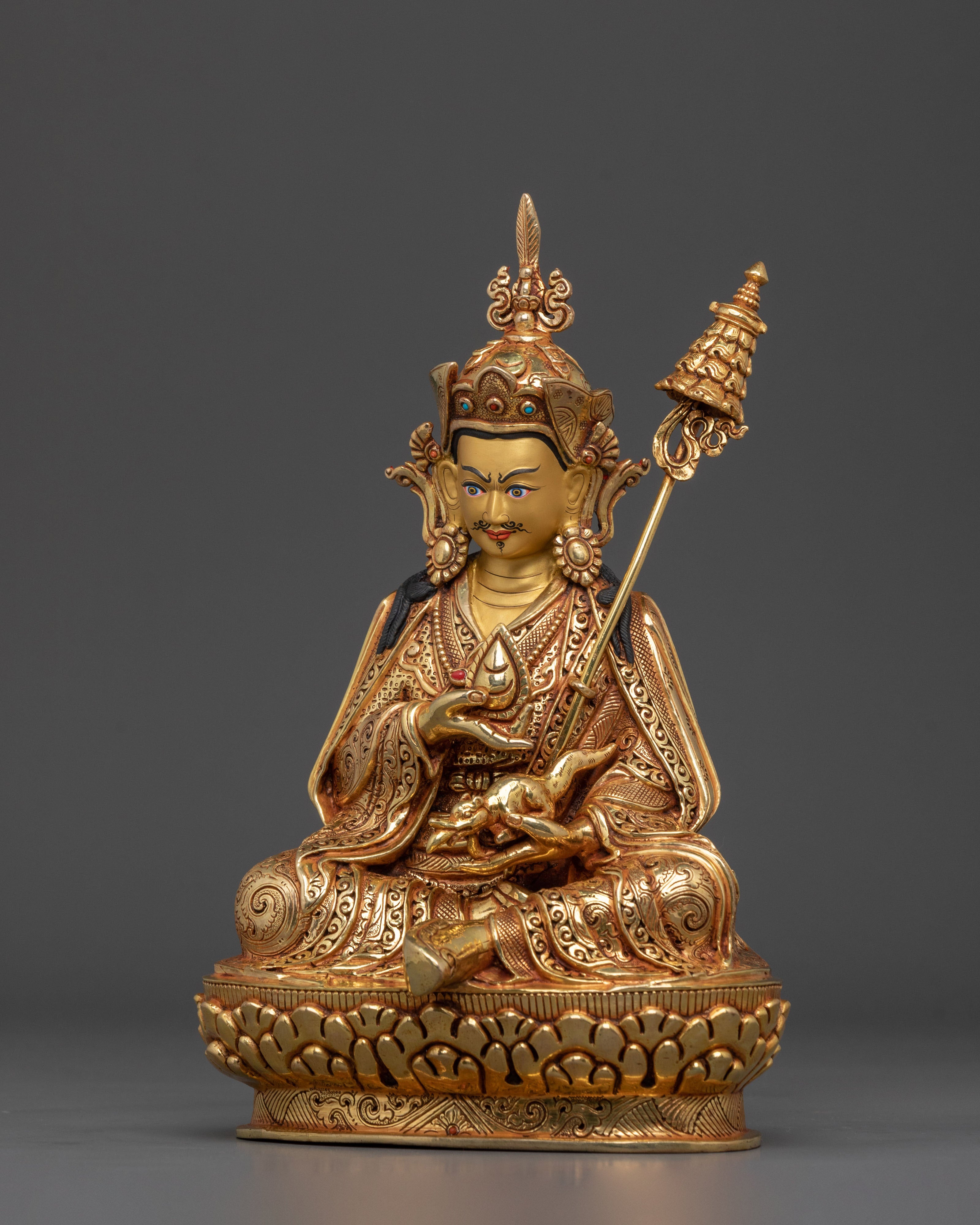 Guru Orgyen Norlha Statue | 24K Gold Gilded Buddhist Master