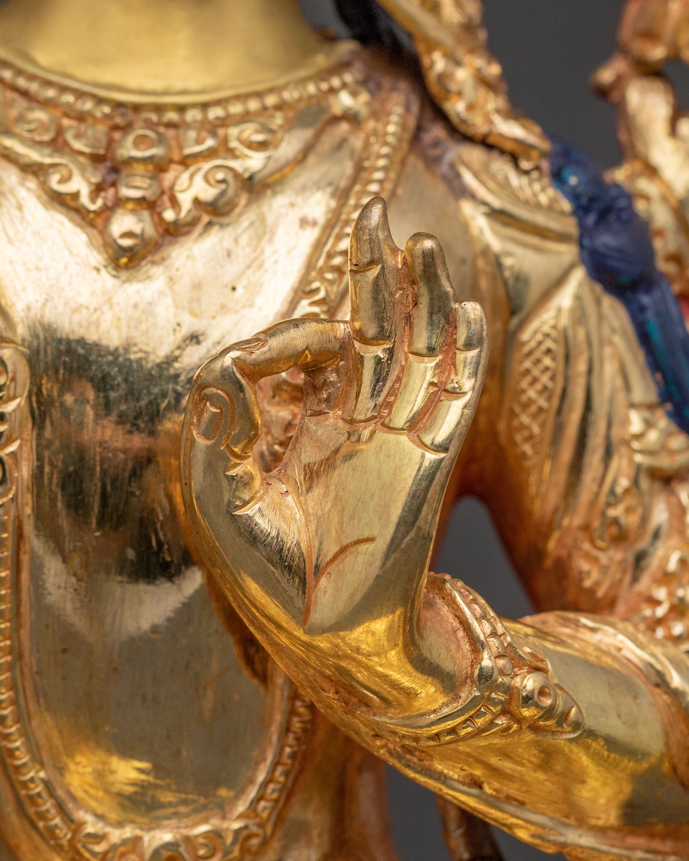 Blessing Statue of Manjushri – Hand-Gilded Copper Statue