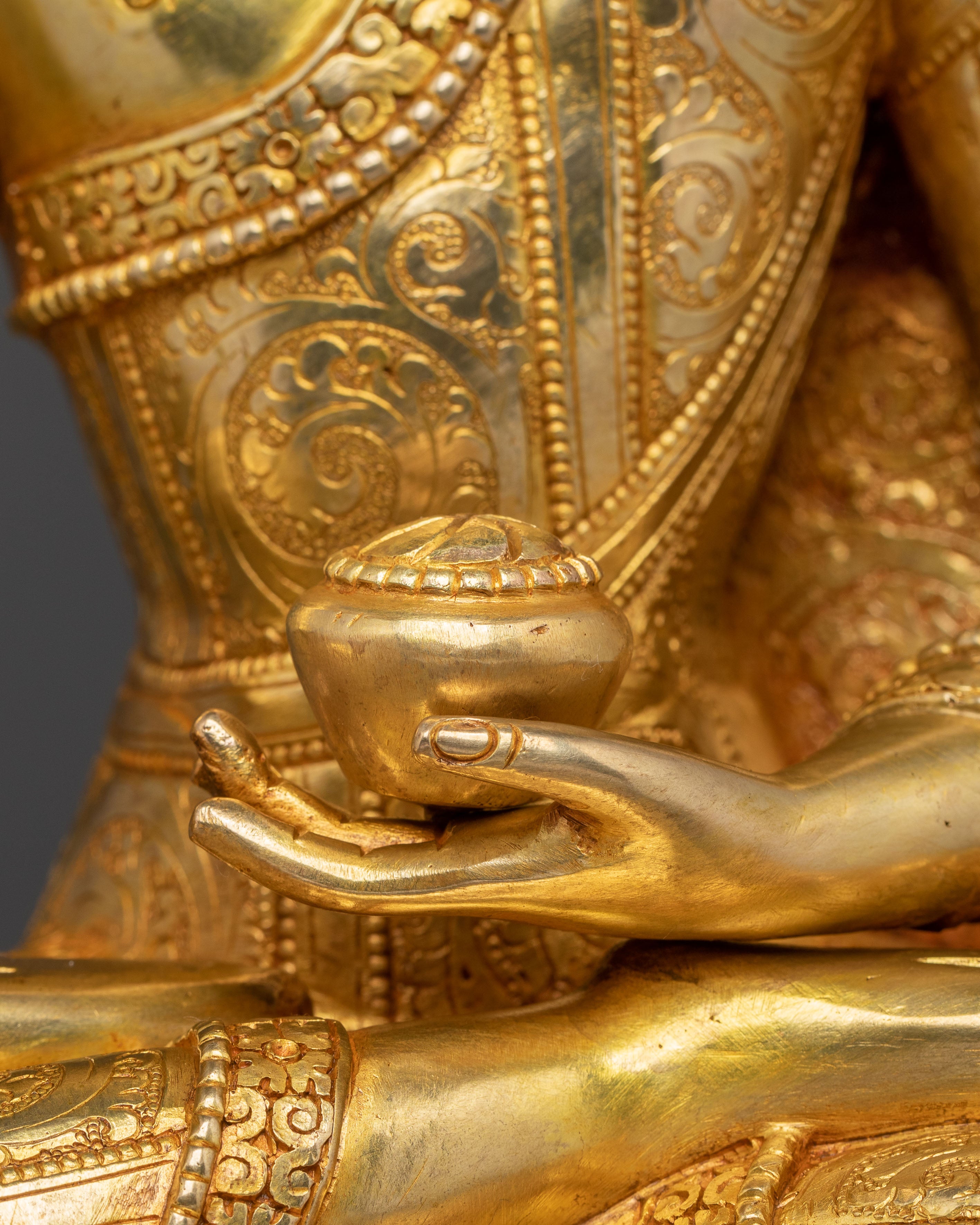 Radiant Tibetan Shakyamuni Buddha Handcrafted Statue