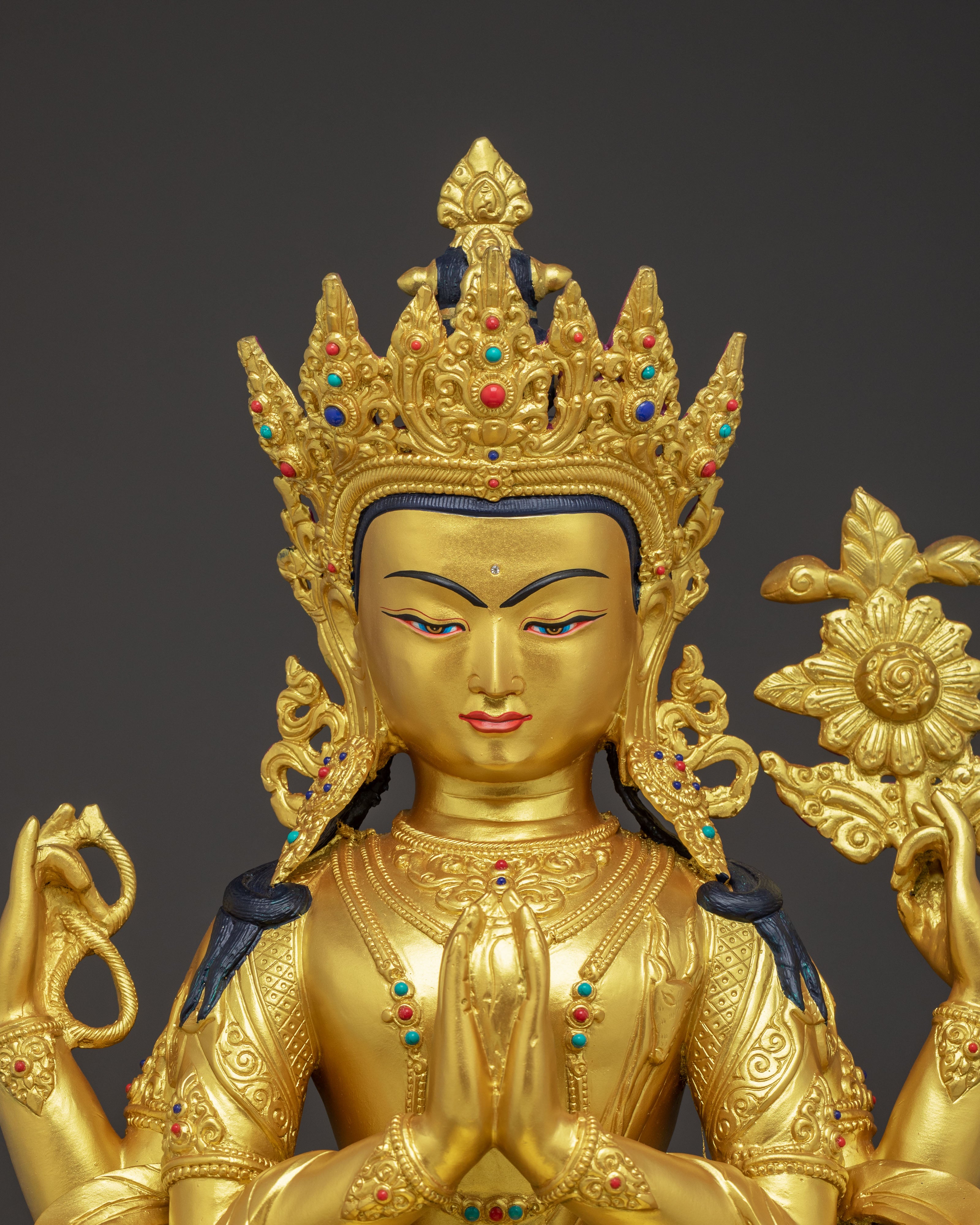 Chenrezig Golden Statue | Meditational Home Decor