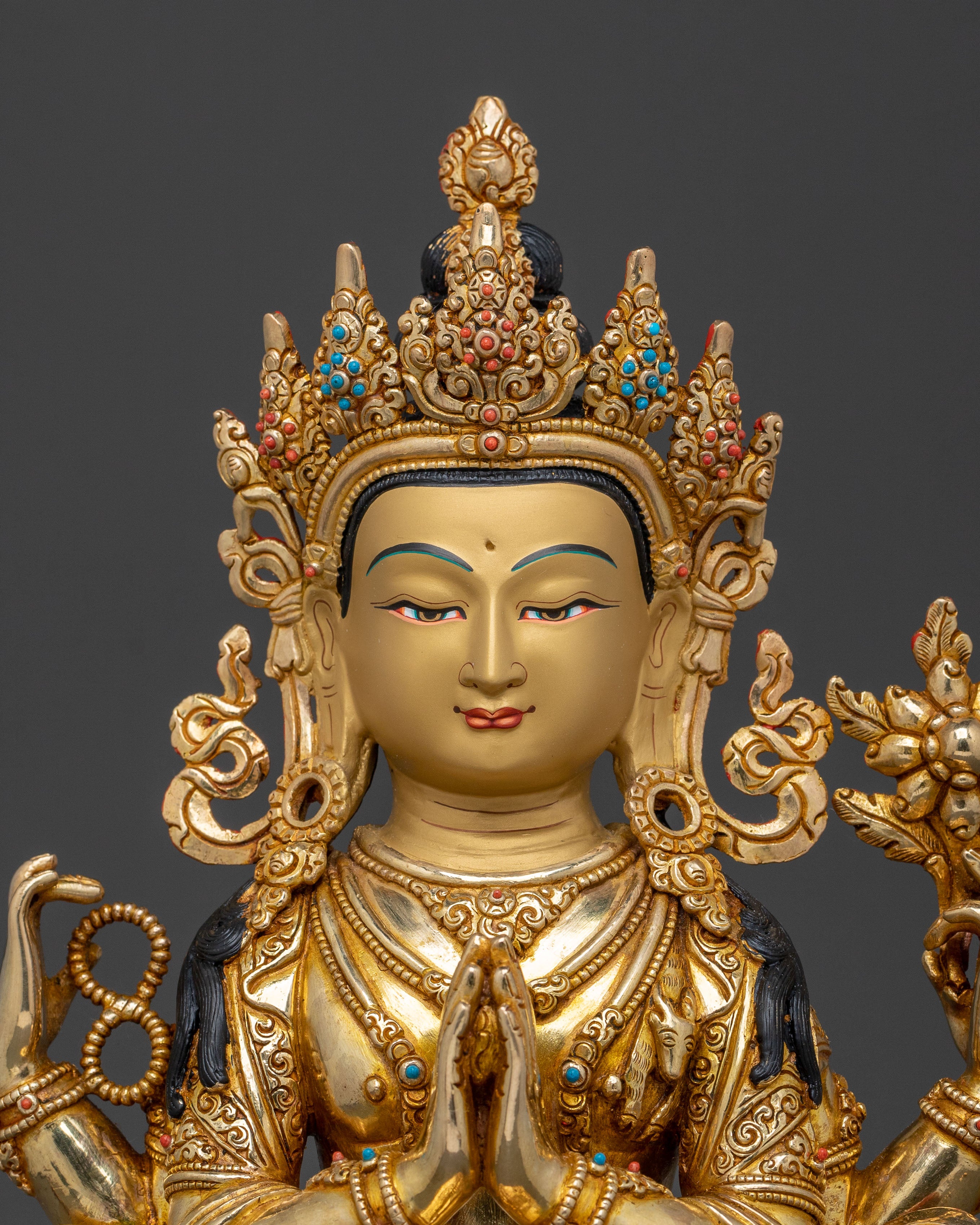 Chenrezig Sacred Statue with Copper Body | Spiritual Power and Protection