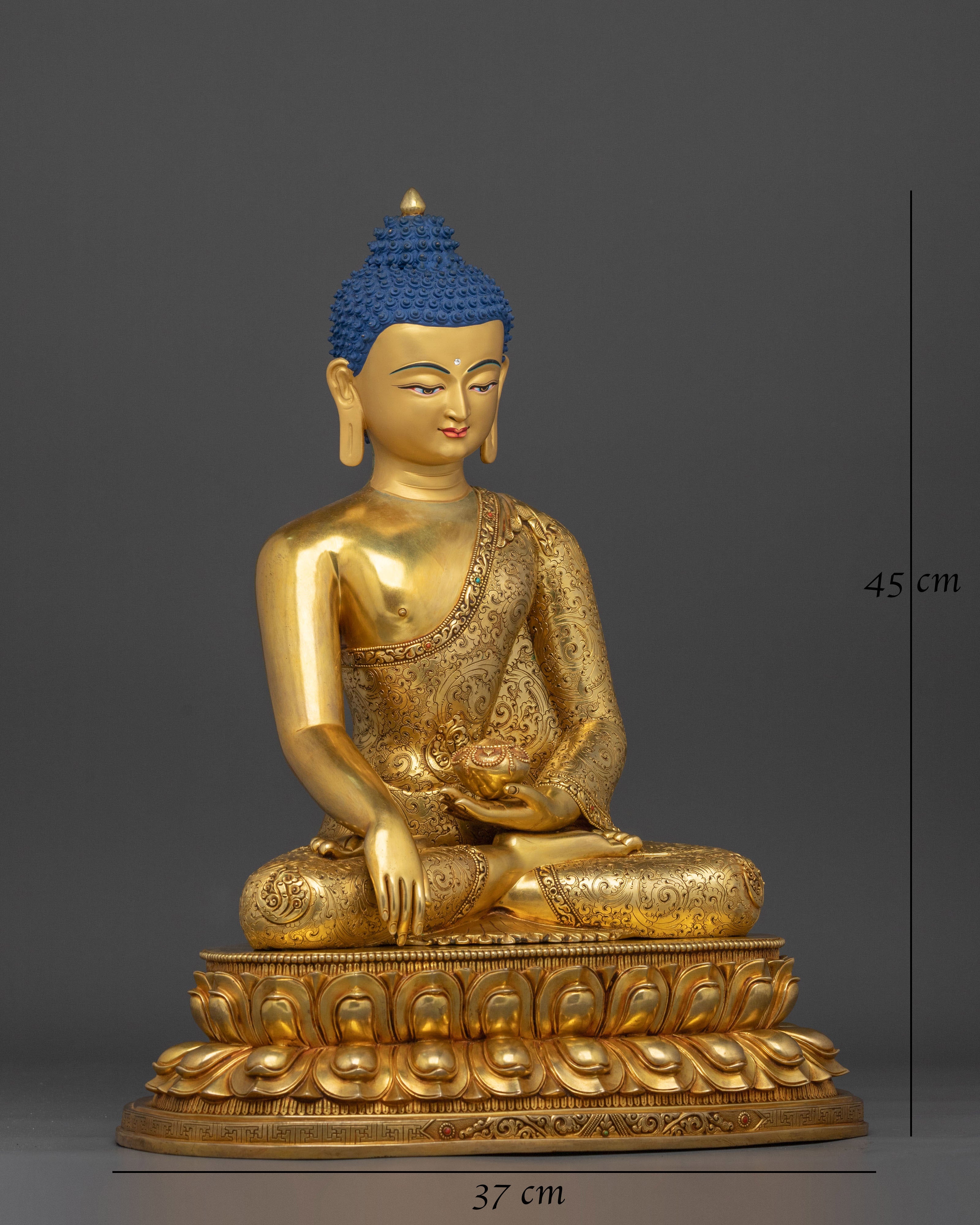 Shakyamuni Buddha Fire Gold Gilded Figurine | Home Decor