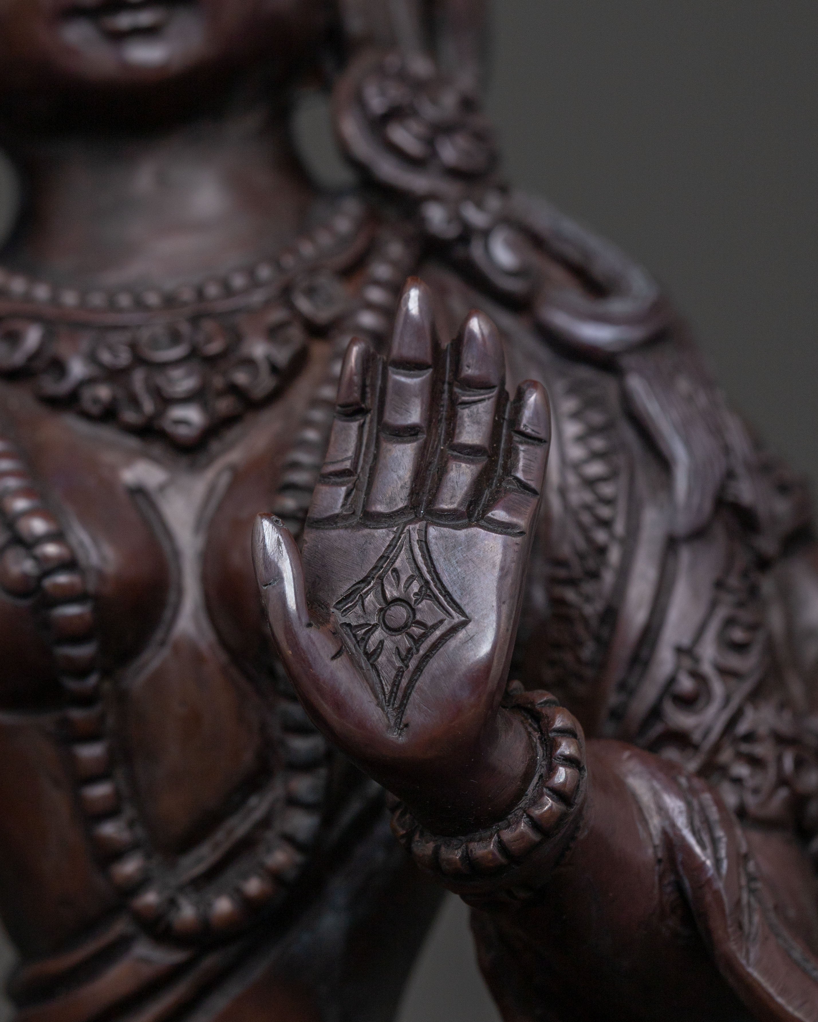 Laxmi Devi Handcrafted Statue in Oxidized Copper