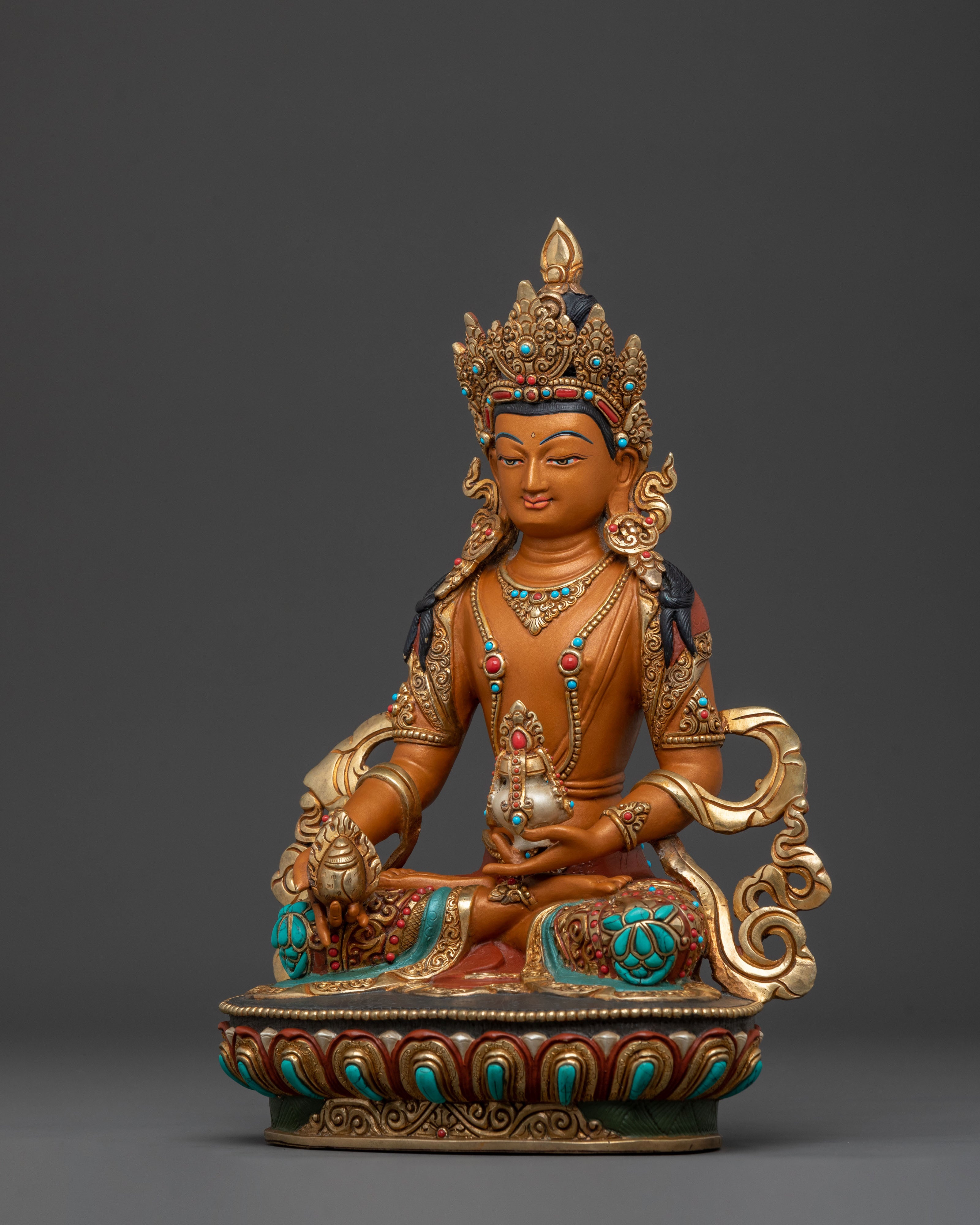 Kshitigarbha Traditional Sculpture | Gold Gilded Buddhist Art