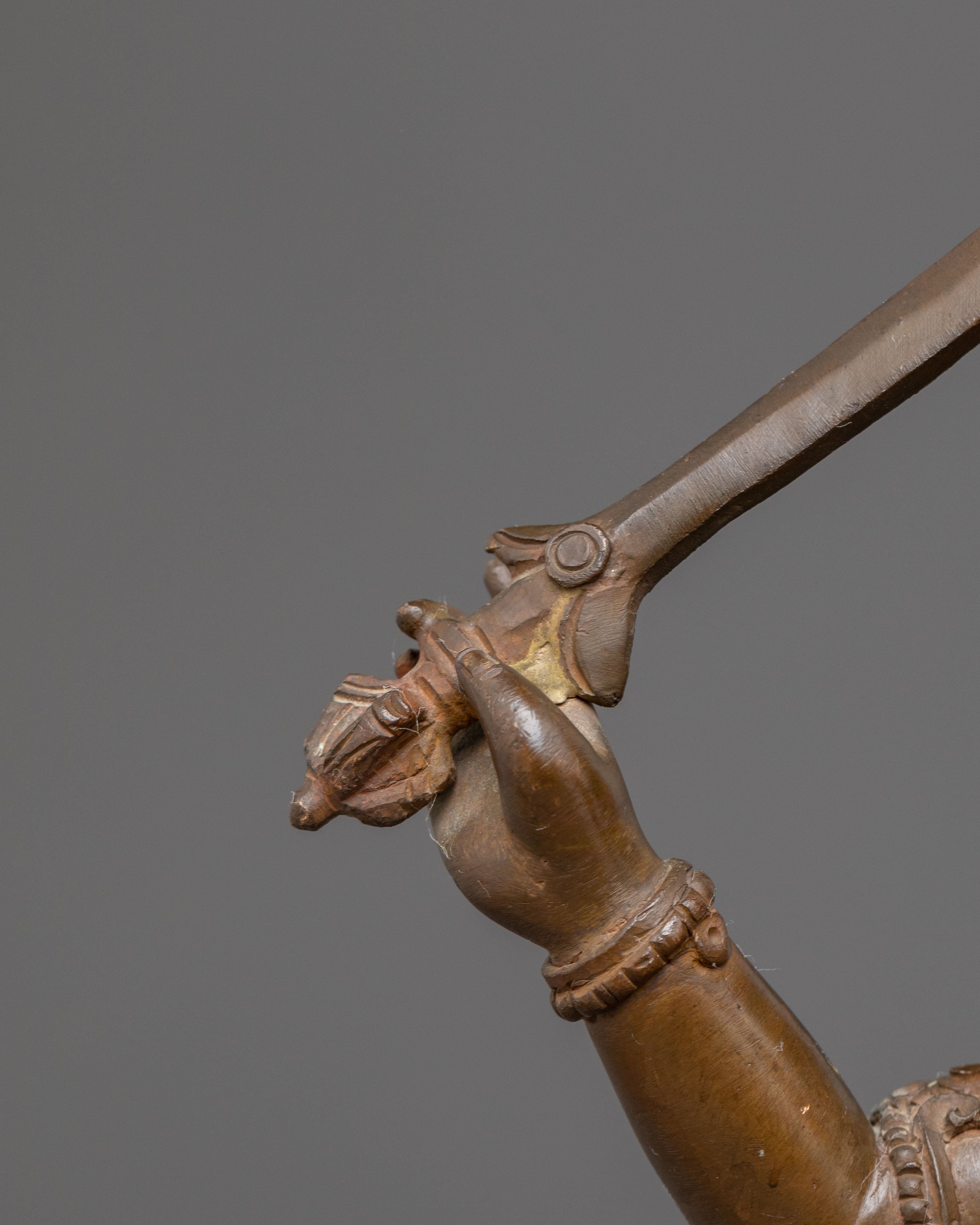 Sacred Statue of Manjushri with Consort | Antique Oxidized Copper