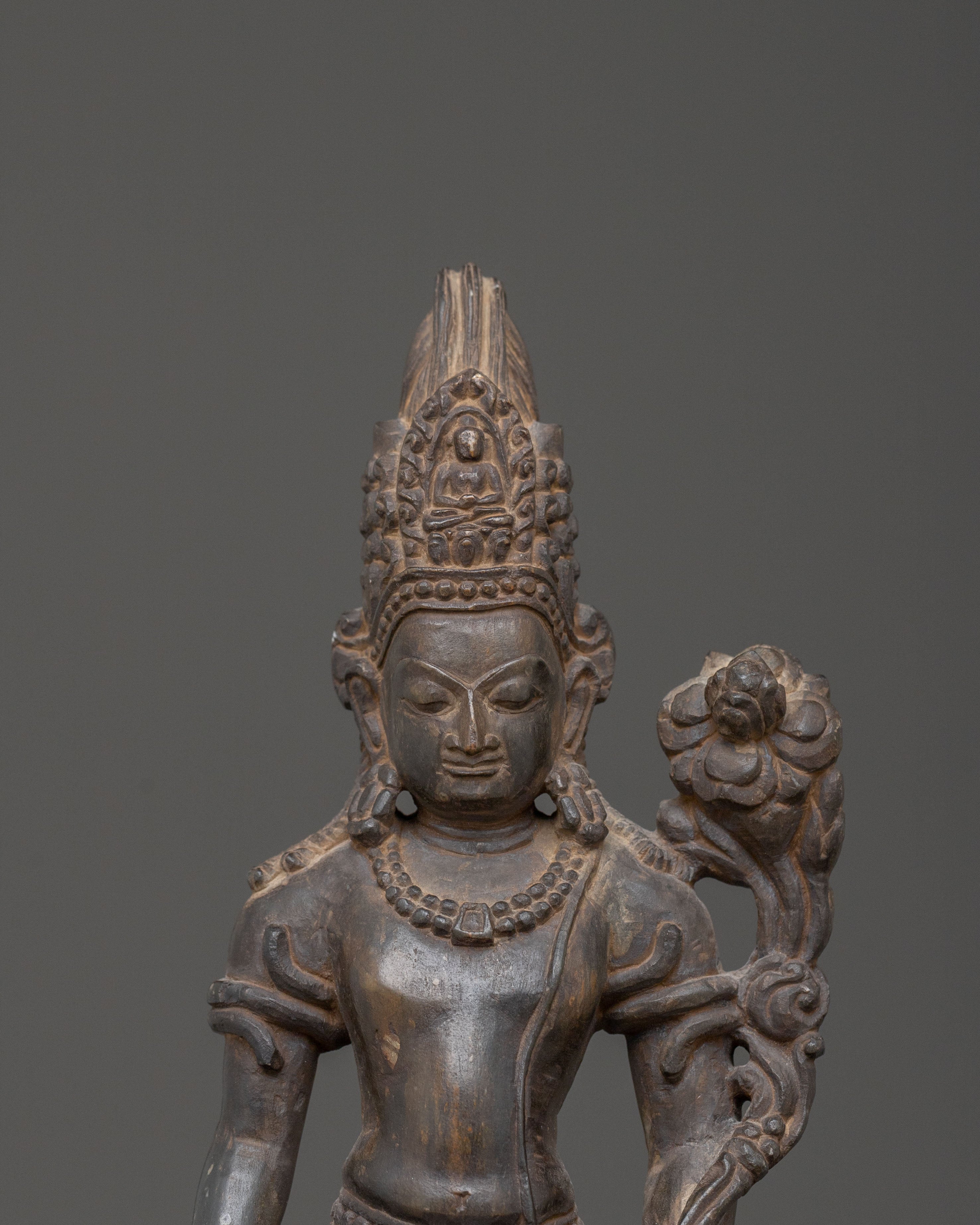 Padmapani Sacred Statue | Black Stone Body