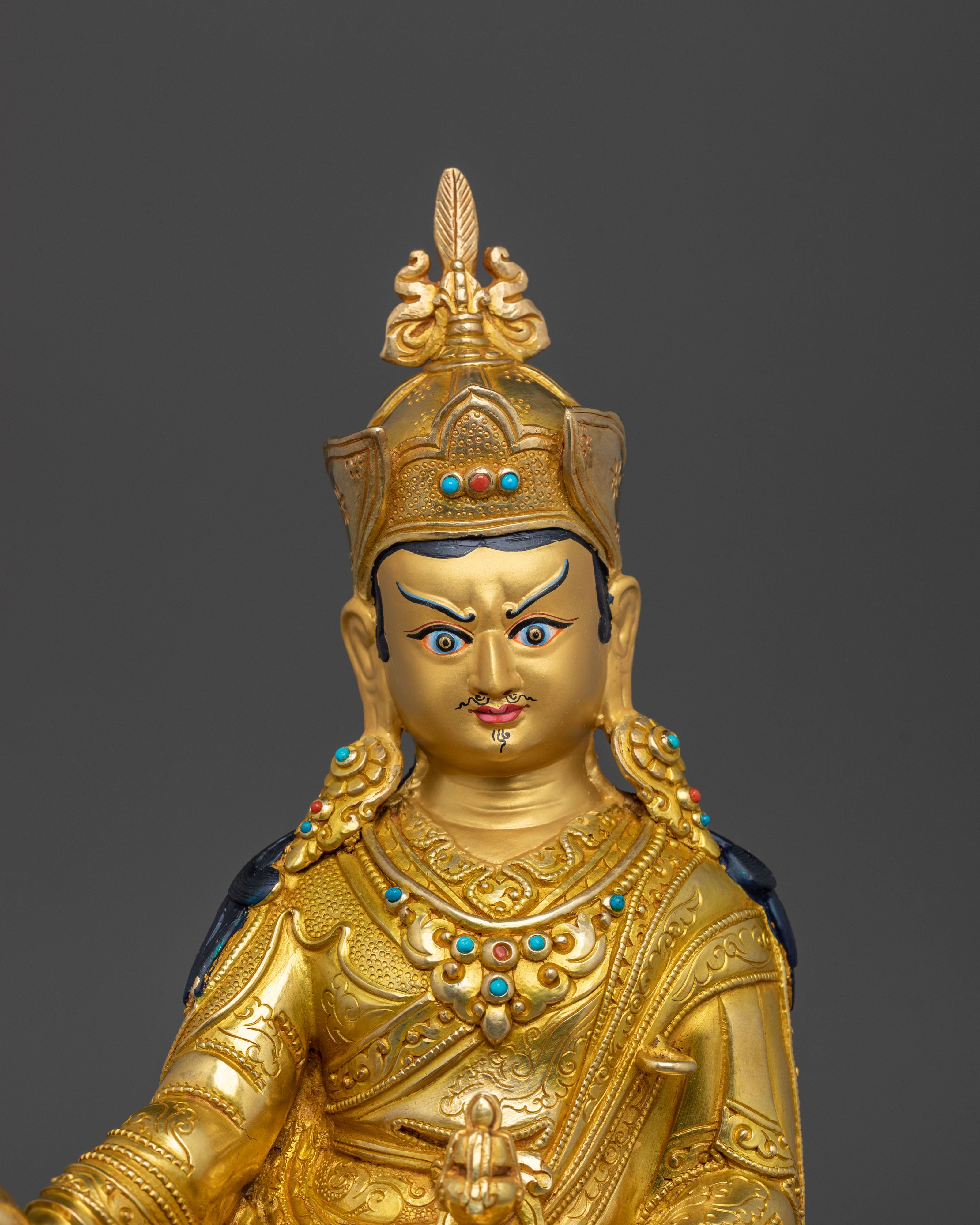 The Second Buddha Padmasambhava Sculpture in Gilded Gold