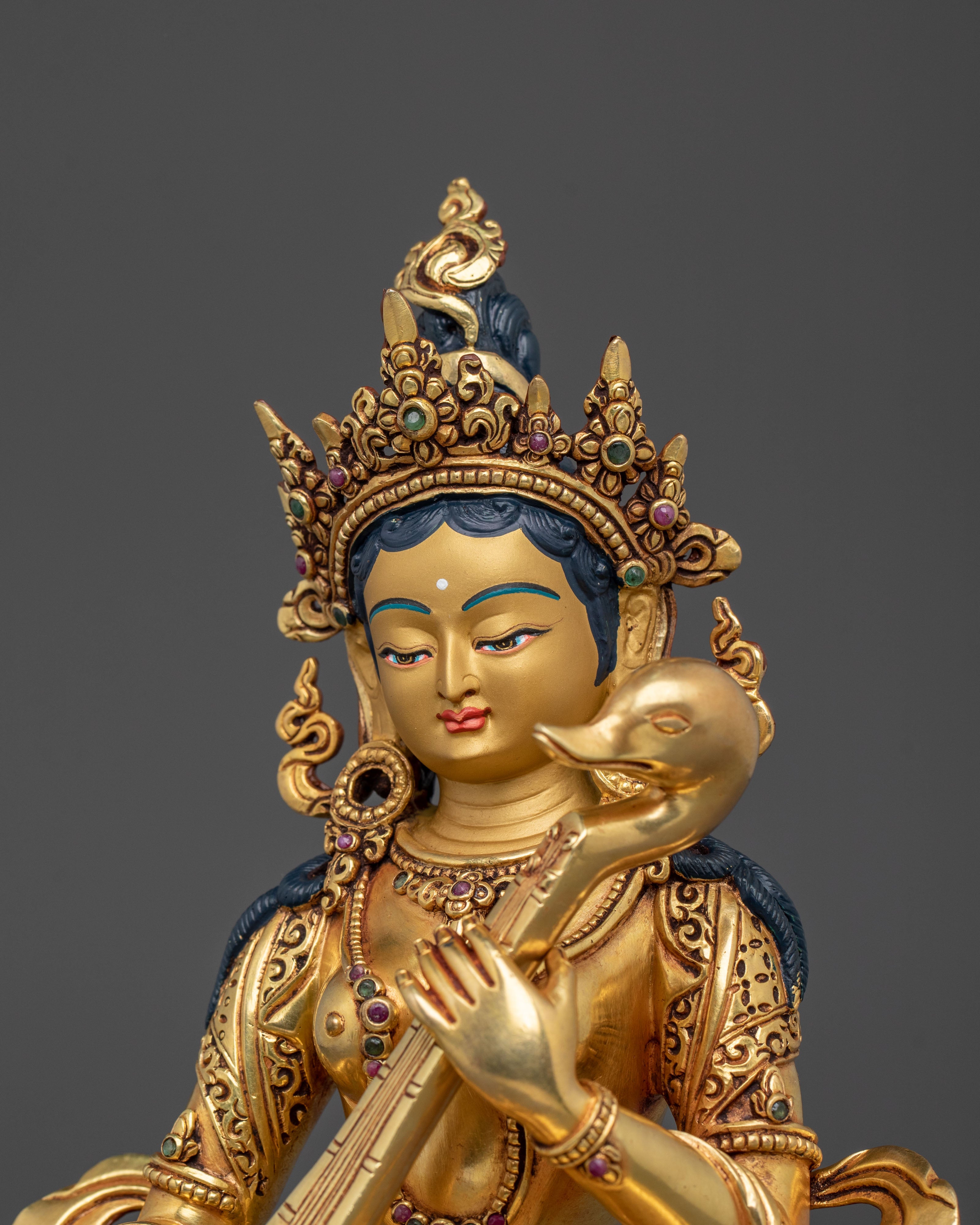 Devi Saraswati Sacred Statue | 24K Gold Gilded