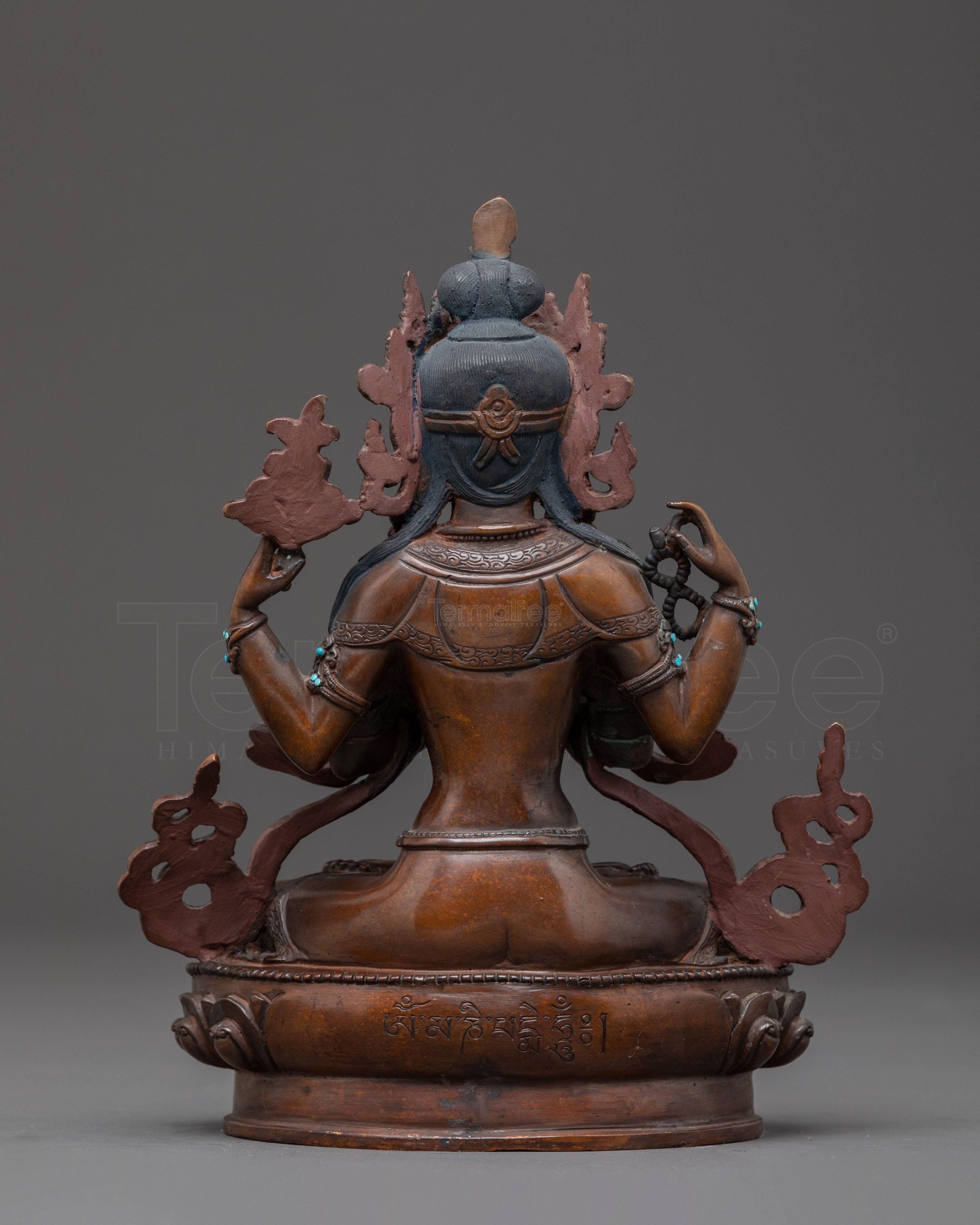 Handcrafted Chenrezig Statue of Compassion | Four-Armed Bodhisattva