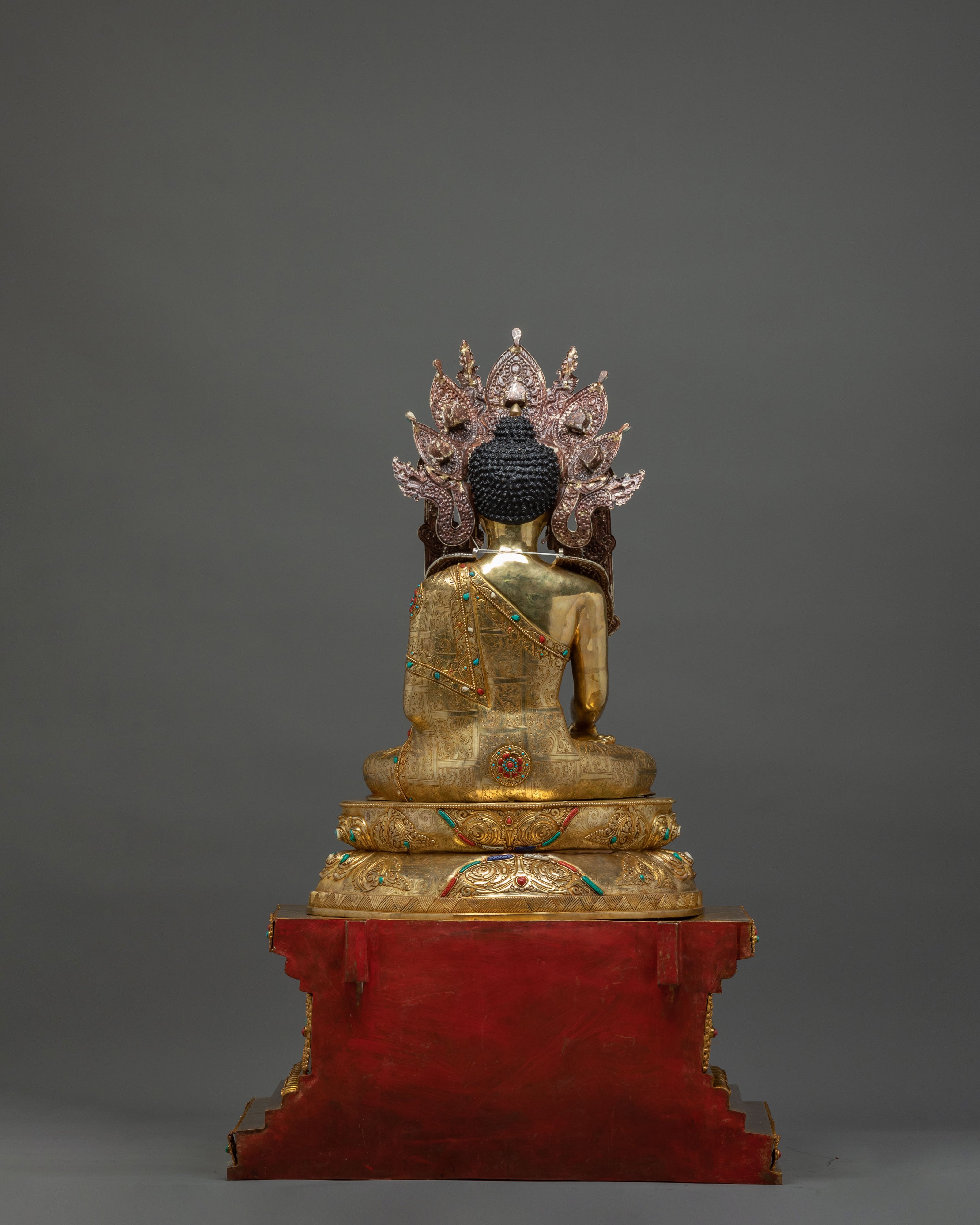 Tathagata Crown Shakyamuni Buddha on Throne Statue